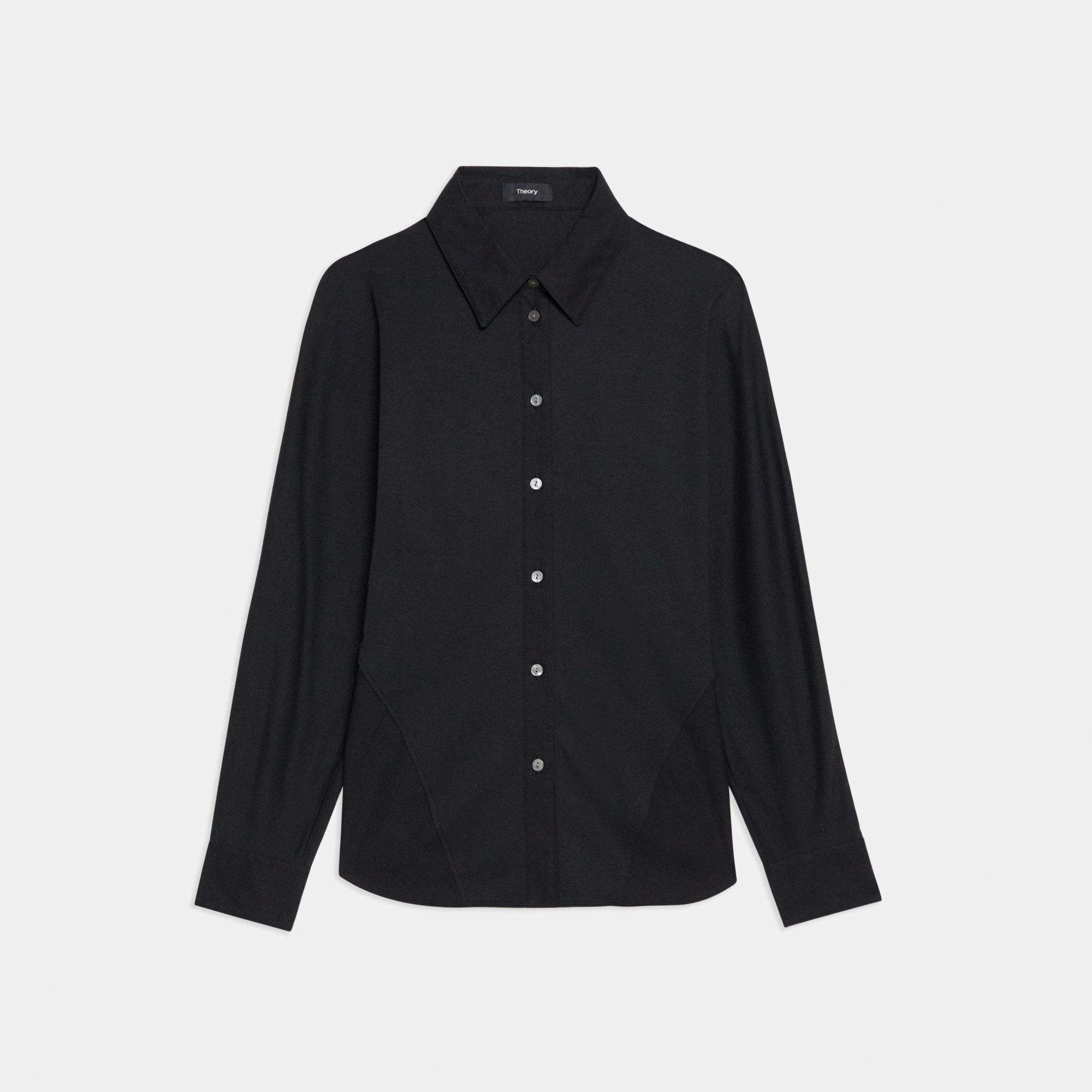 Black Cotton Jersey Cinched Shirt | Theory