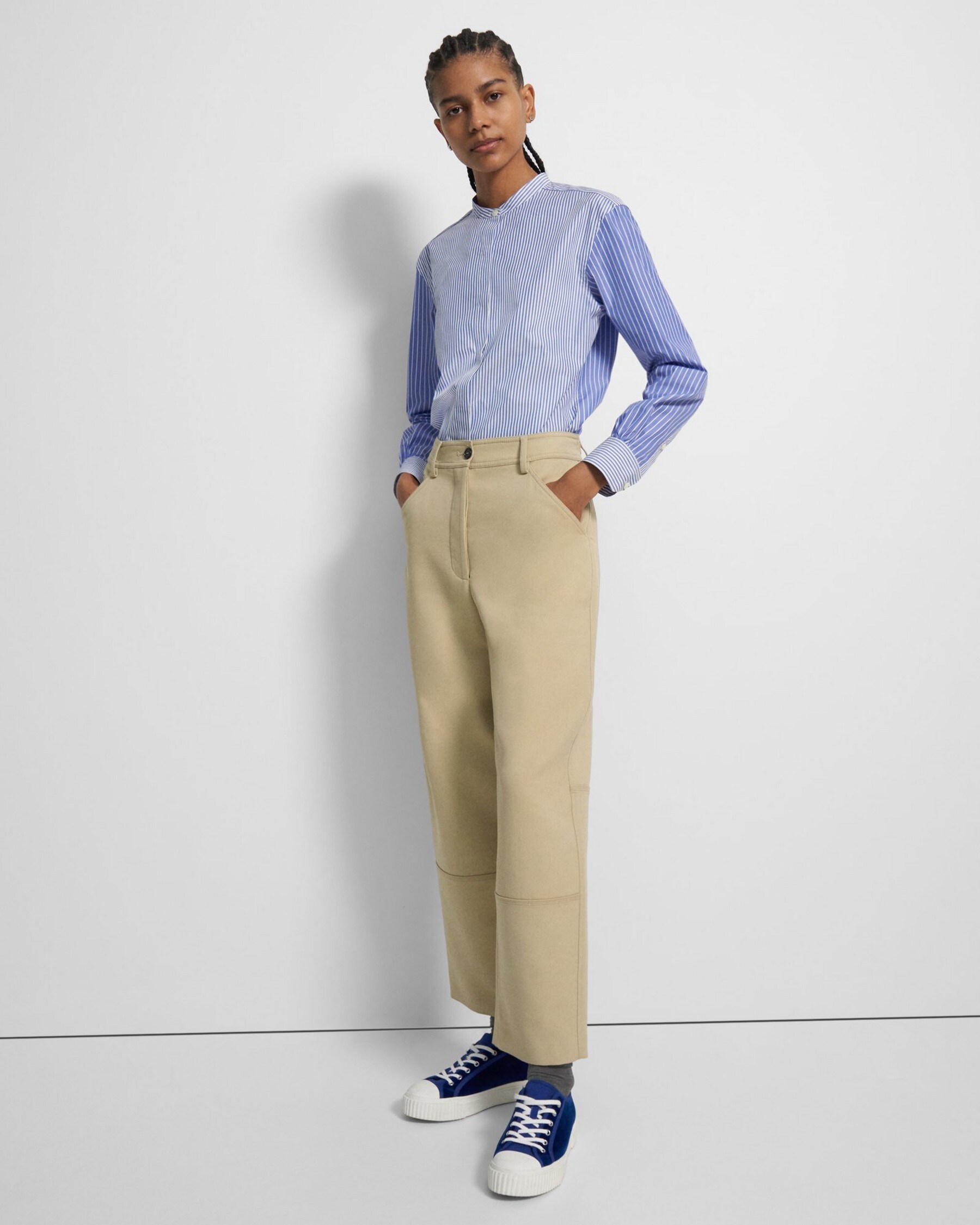 Beige Cotton-Wool Twill Five-Pocket Pant | Theory Project