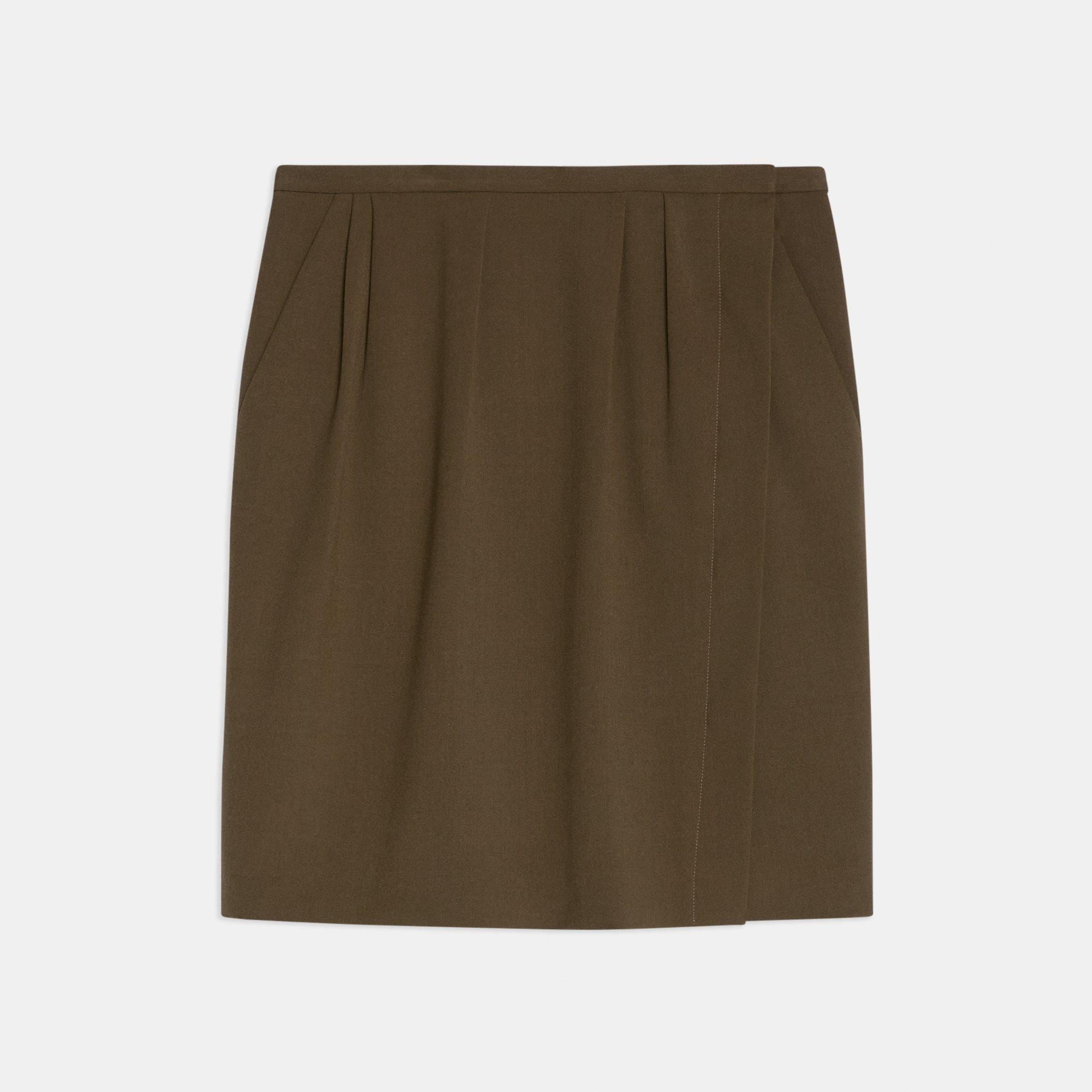 Wool Twill Pleated Skirt