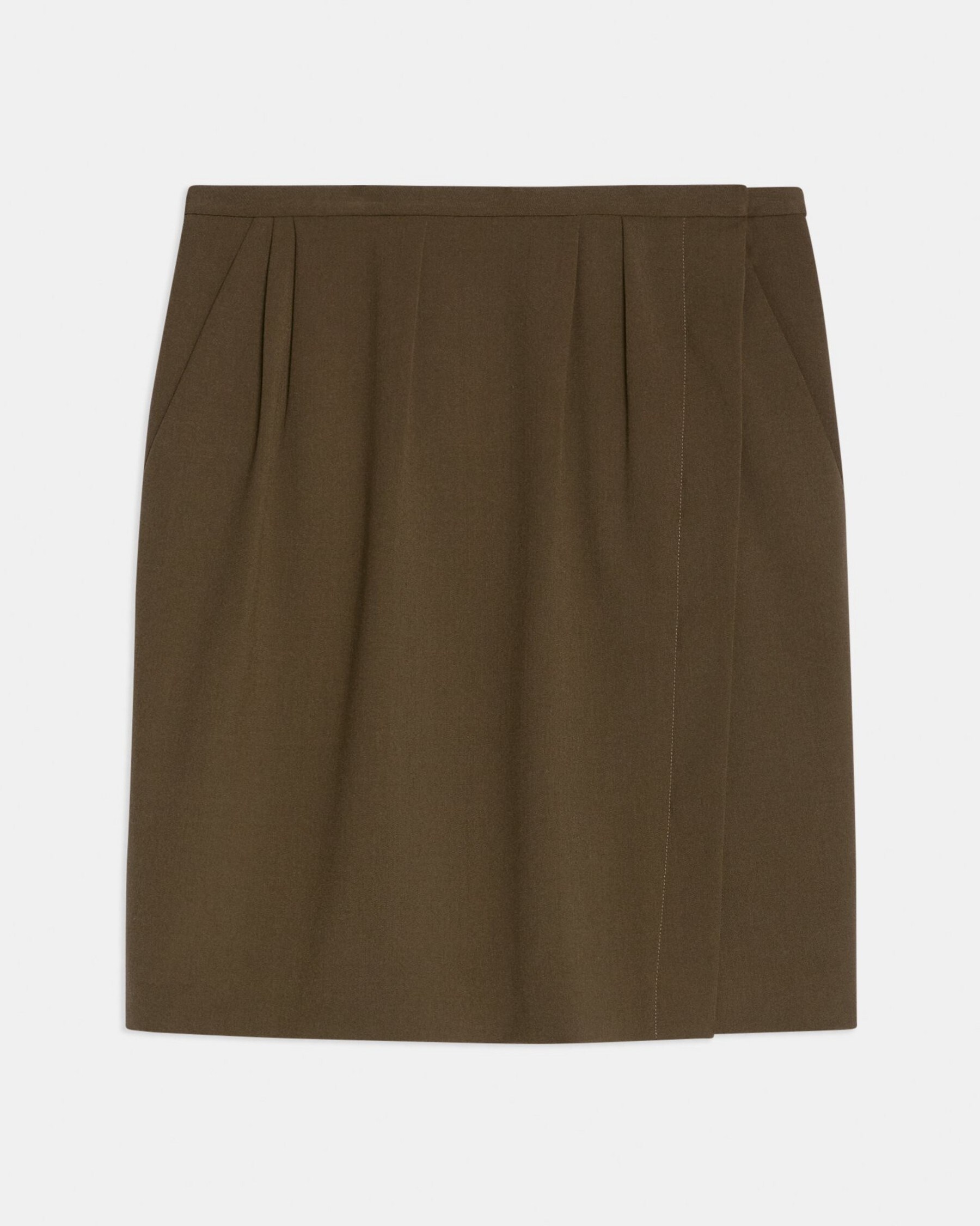 Twill Pleated Skirt Khaki