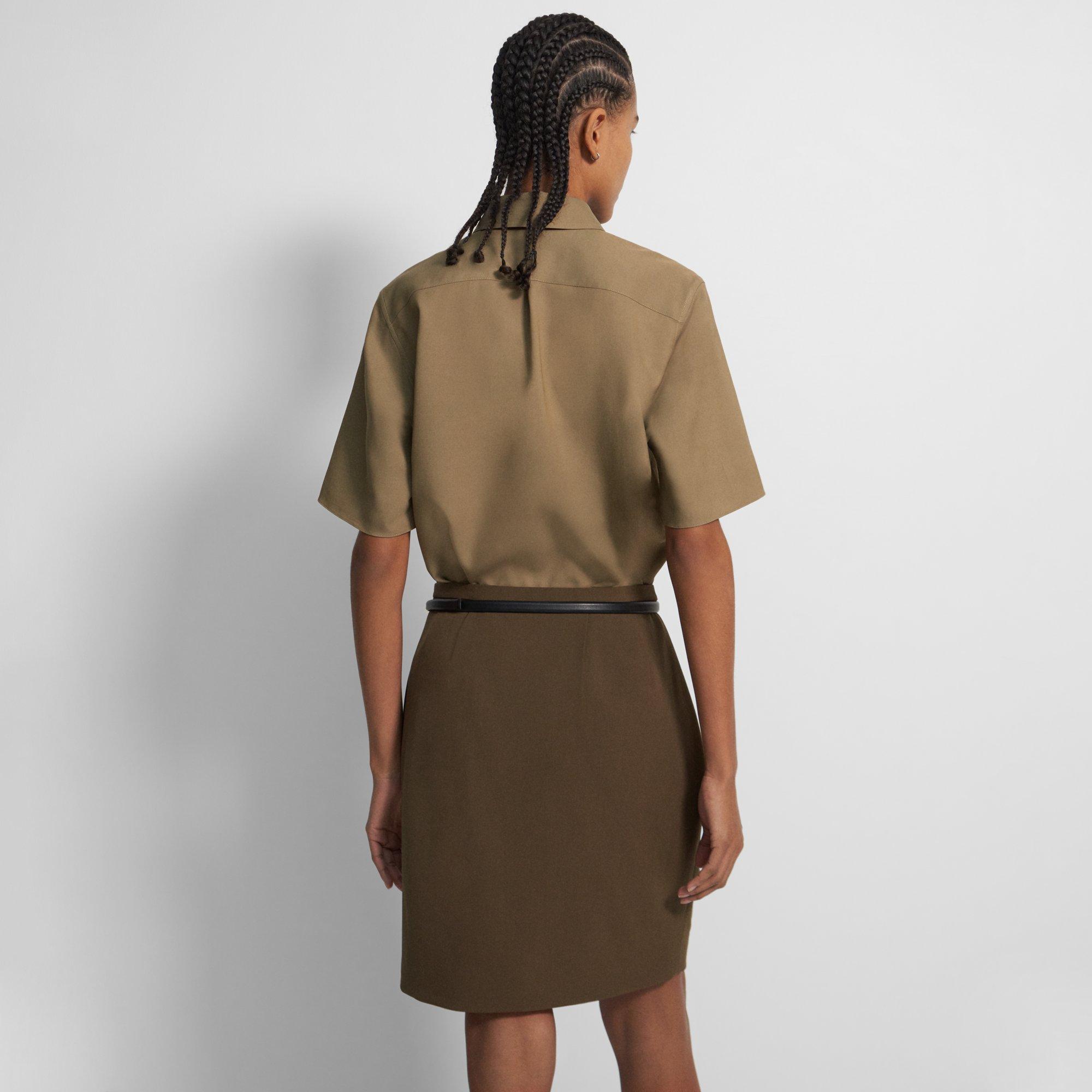 Wool Twill Pleated Skirt