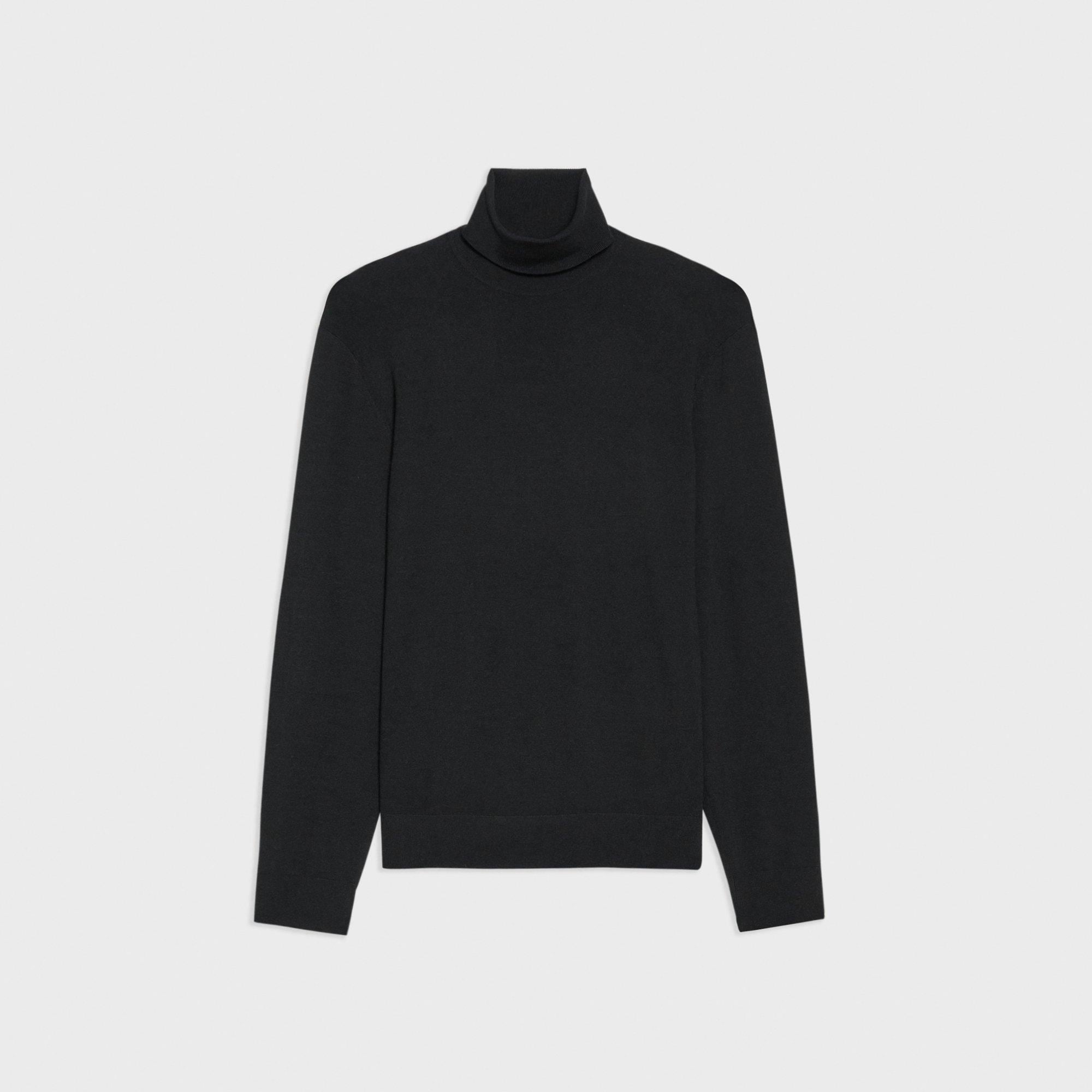 Black Regal Wool Turtleneck Sweater | Theory