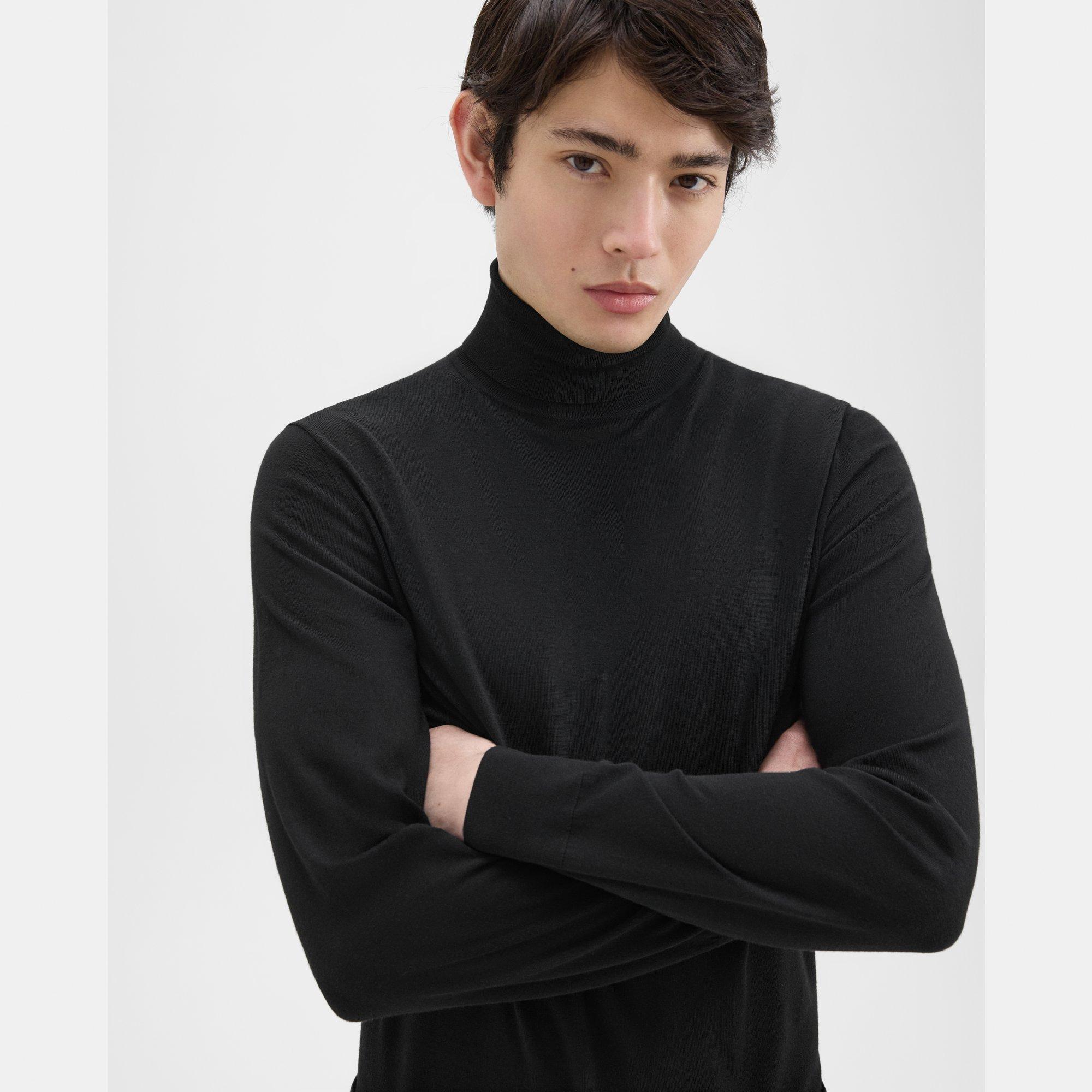 Black Regal Wool Turtleneck Sweater | Theory