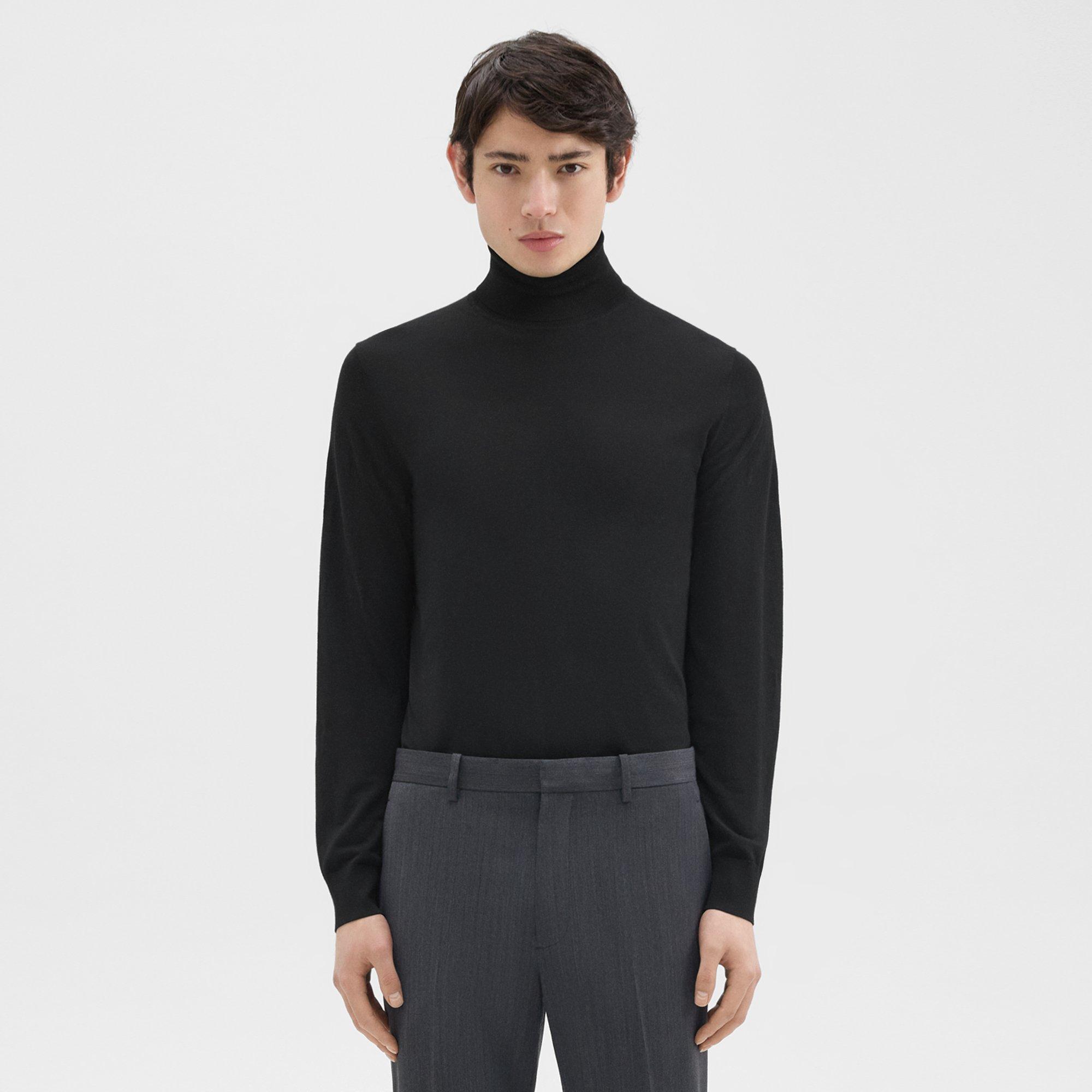 Black Regal Wool Turtleneck Sweater | Theory