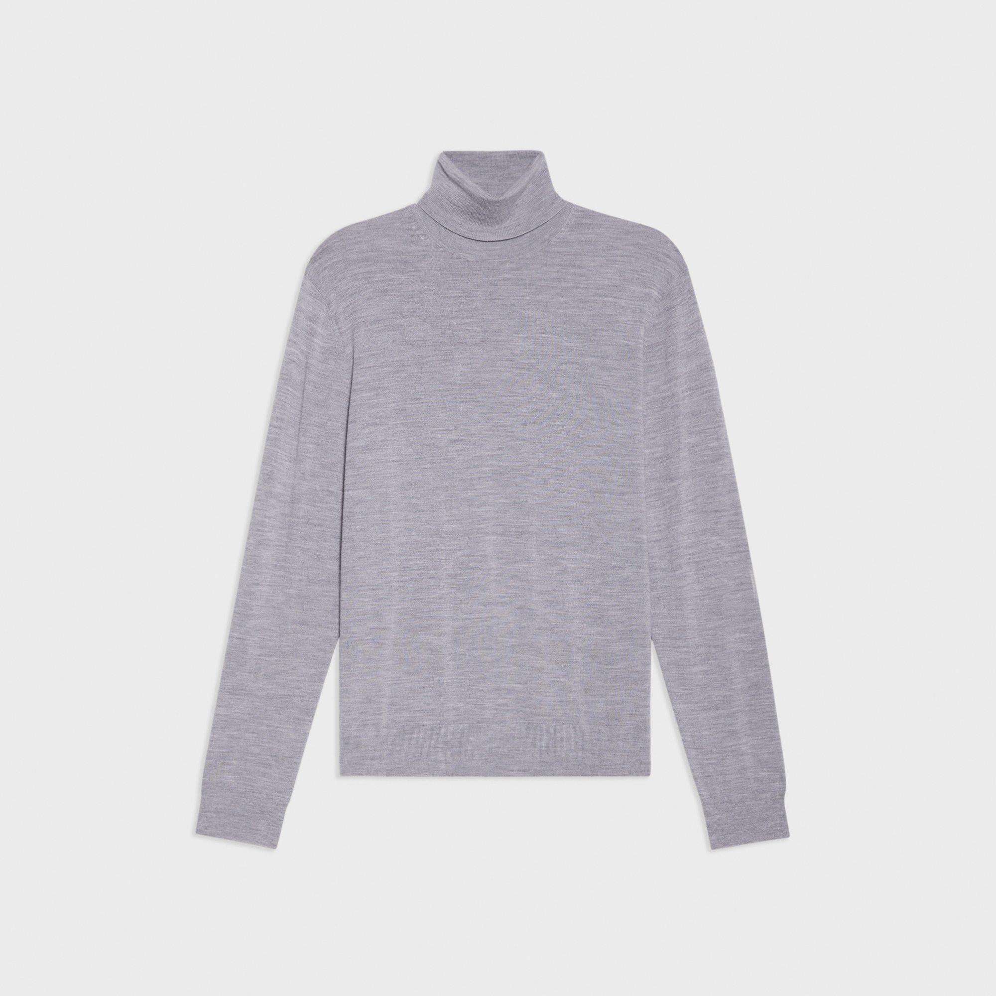 Light gray turtleneck in pure Merino wool - Gray