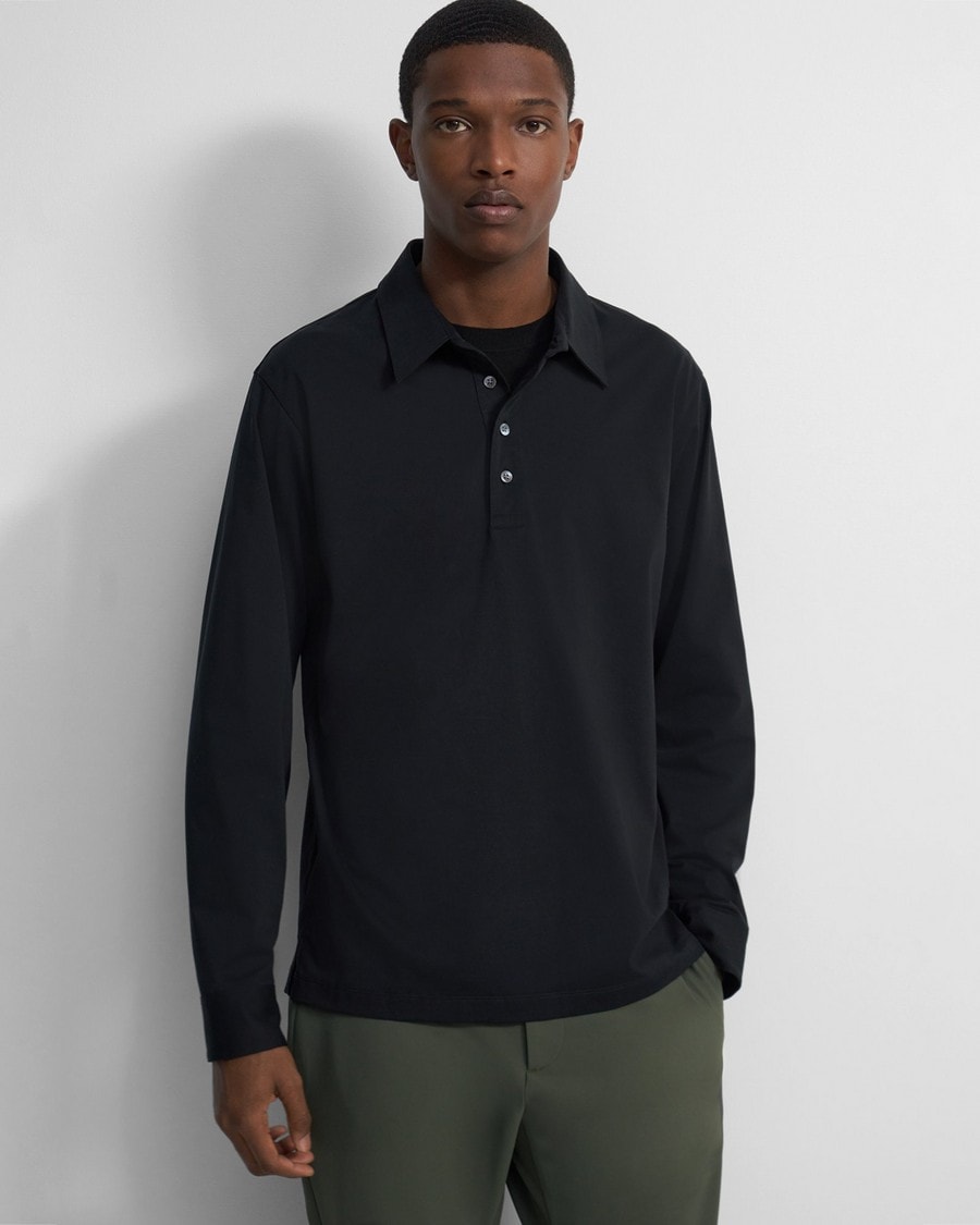 Ronan Long-Sleeve Polo in Structured Knit