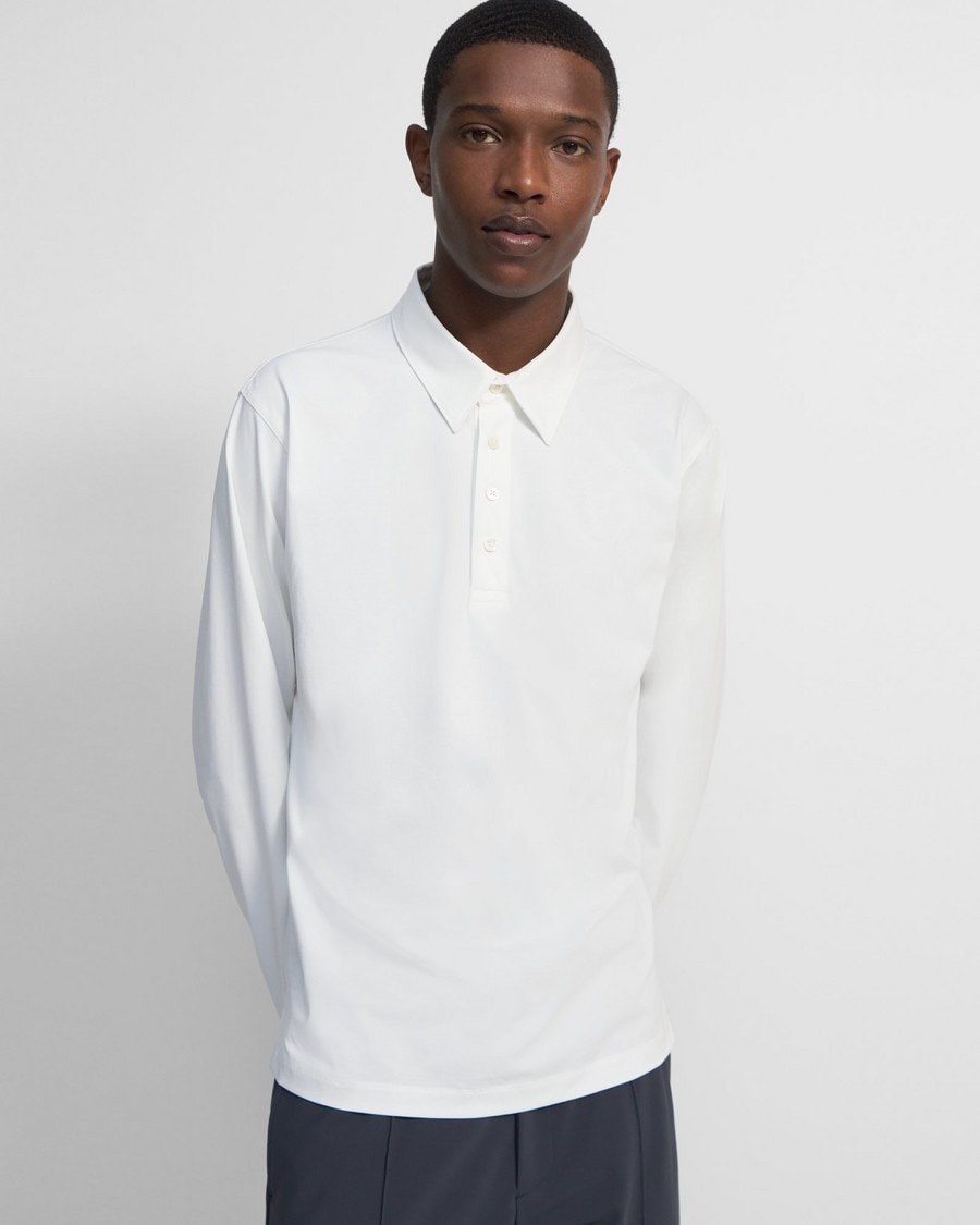 Ronan Long-Sleeve Polo in Structure Knit