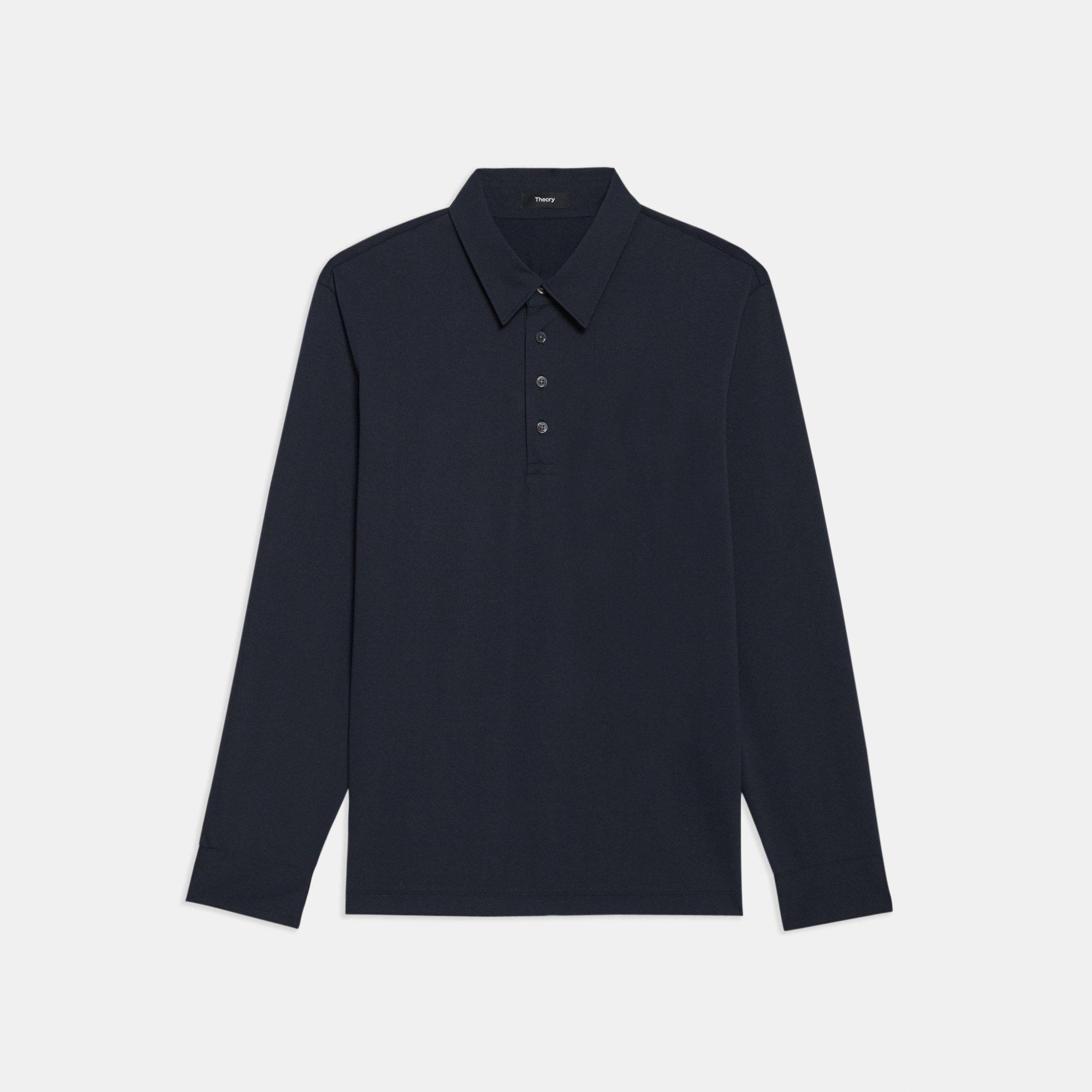 Ronan Long-Sleeve Polo in Structure Knit