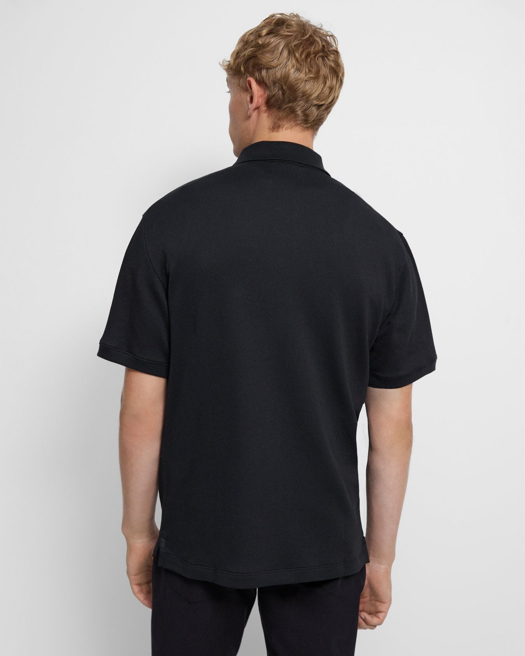 Black Studio Knit Jacquard Droyer Polo Shirt | Theory