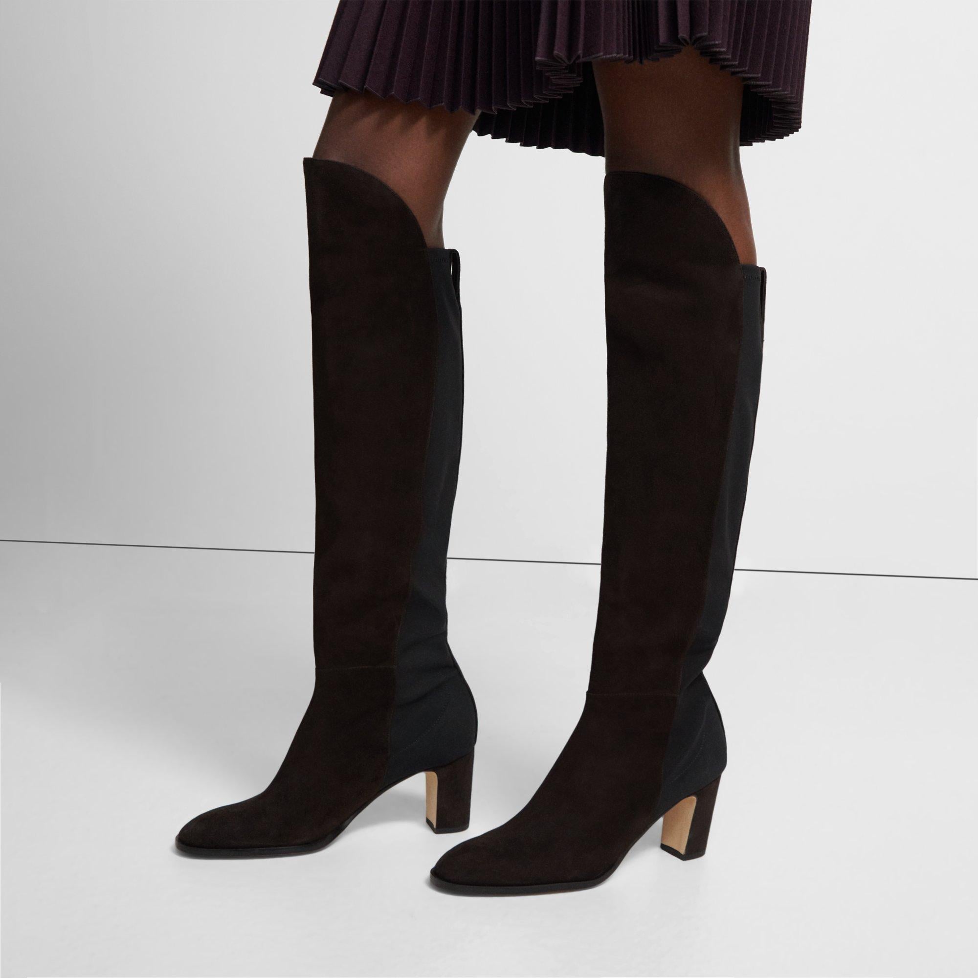 띠어리 Theory Knee-High Boot in Suede,EBONY