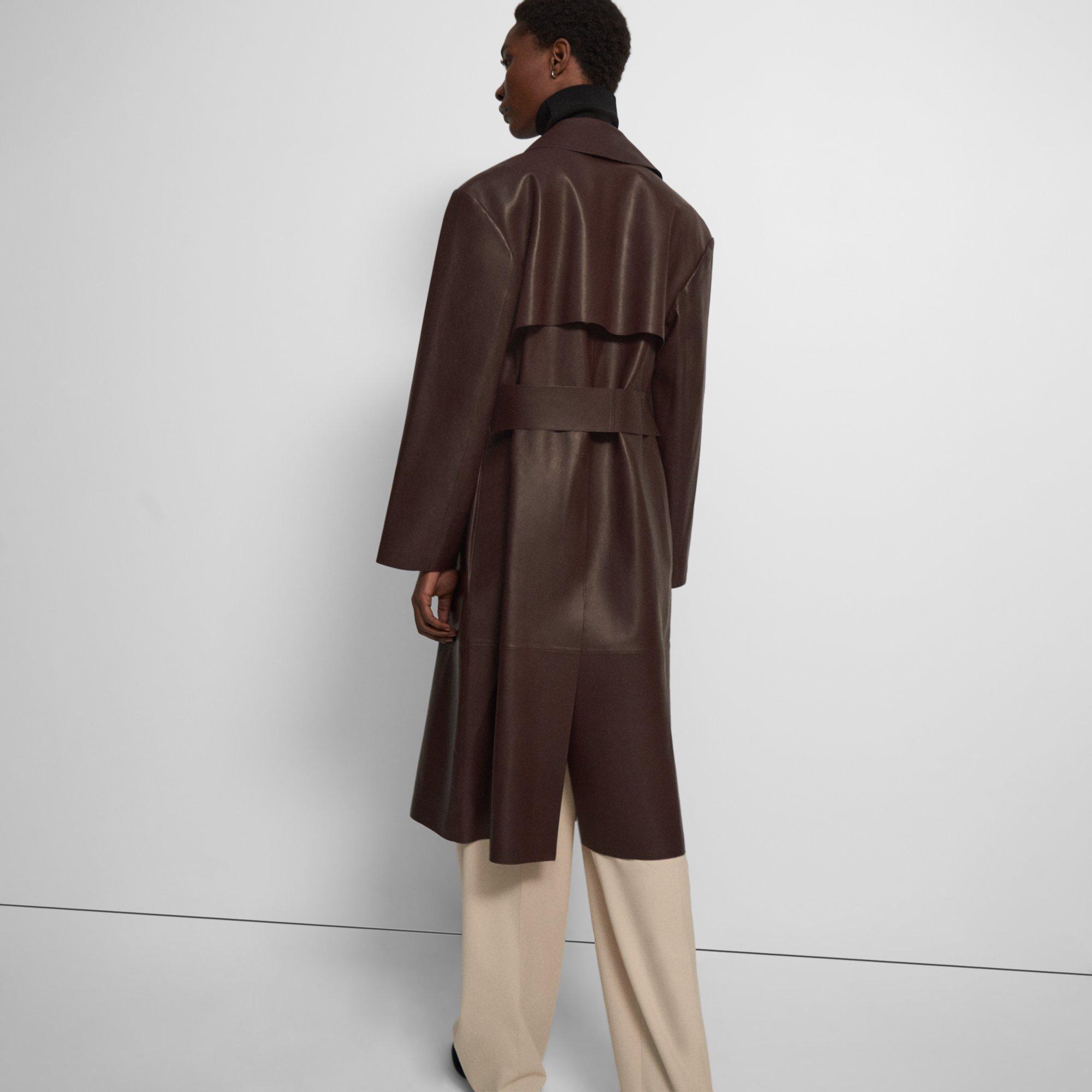 Trench-coat enveloppant en cuir