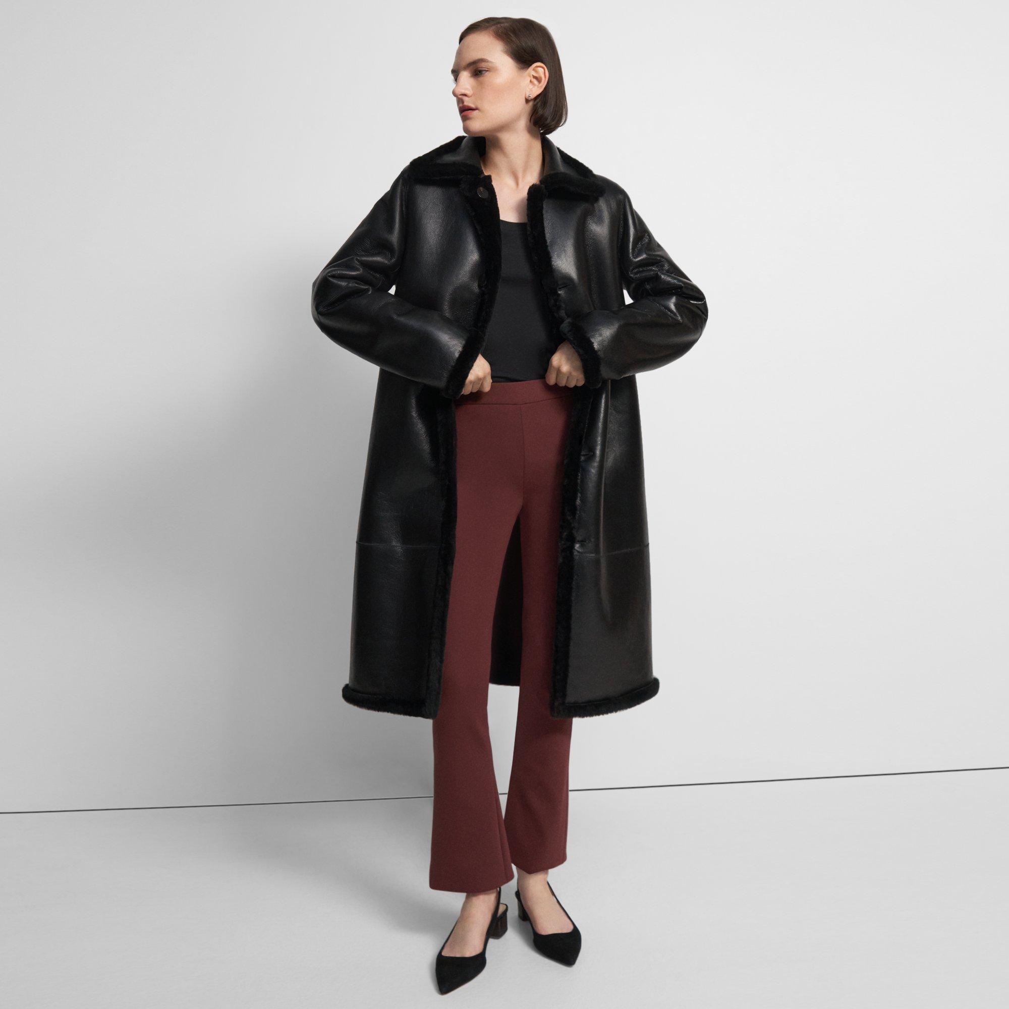 Black Shearling Reversible Trench Coat | Theory