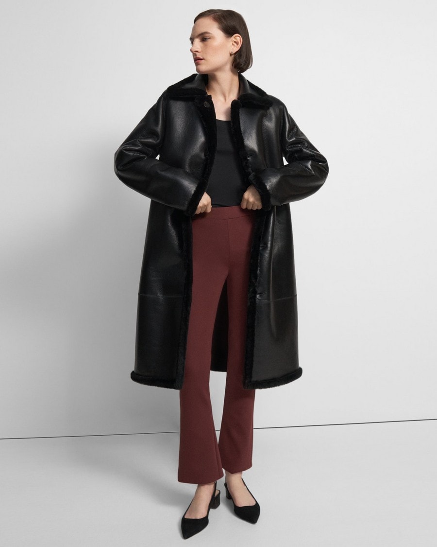 Reversible Trench Coat in Shearling