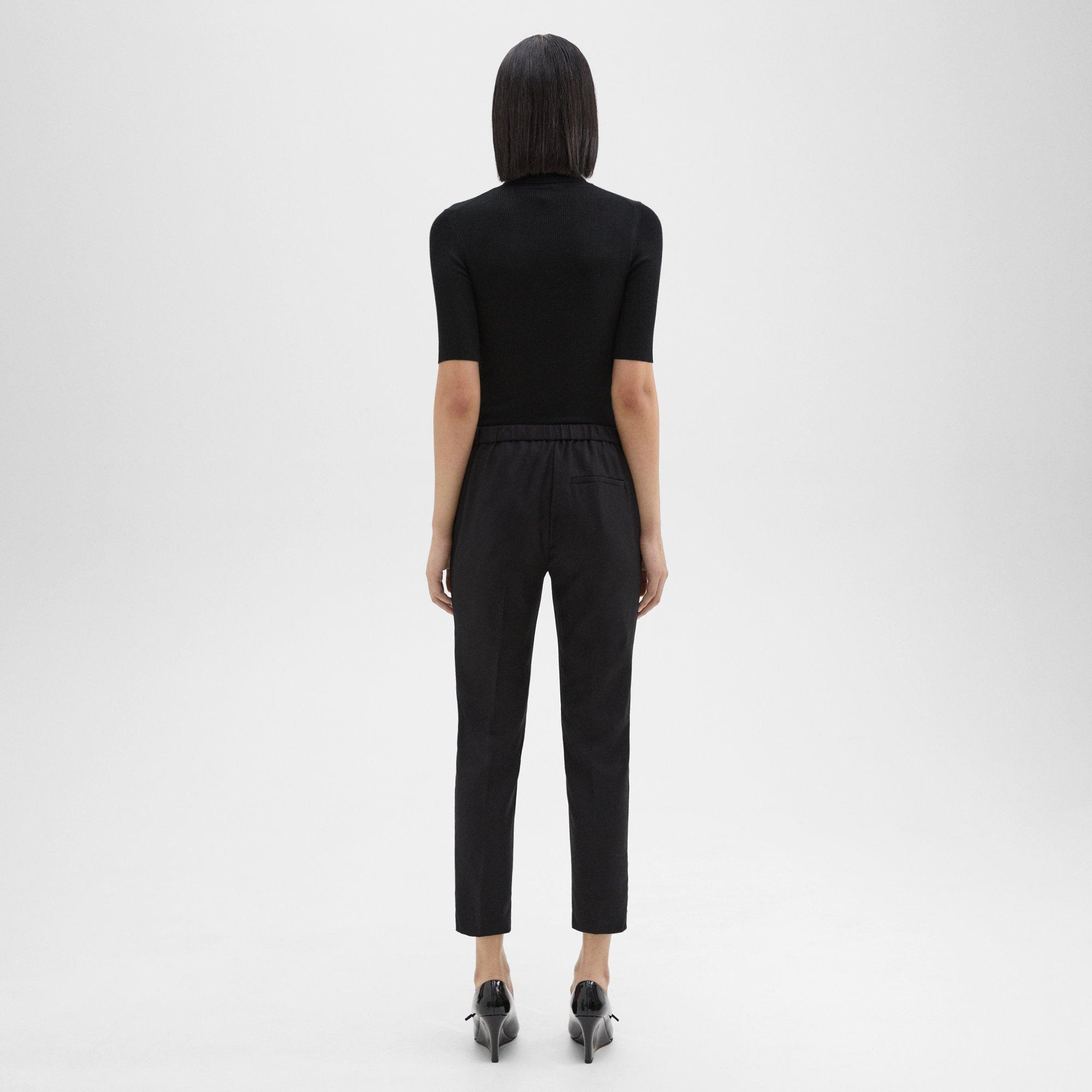 Black Sleek Flannel Treeca Pull-On Pant | Theory