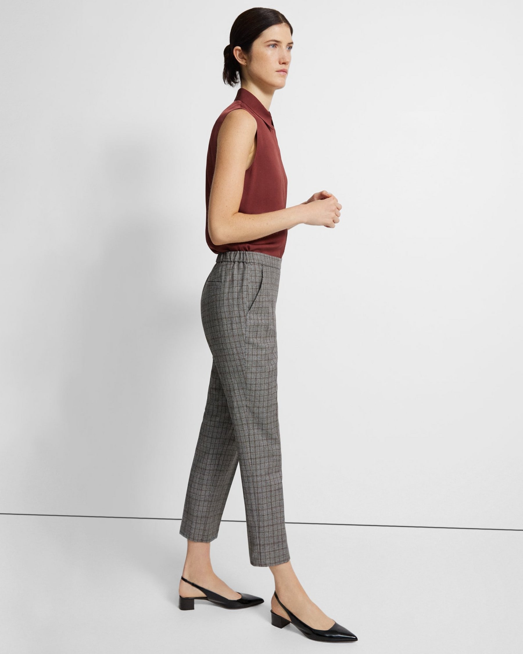 Theory Treeca Pull-On Pant in Wool Flannel