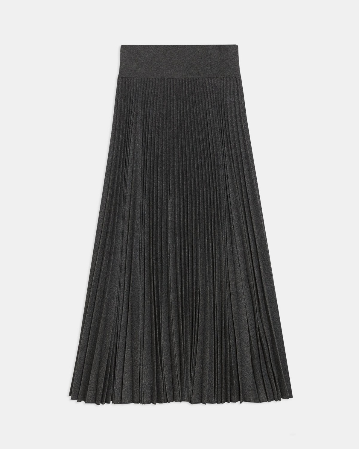 Pleated Midi Skirt in Wool-Blend Flannel