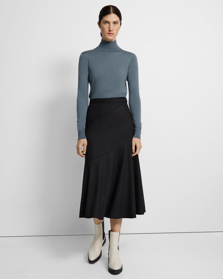 Diagonal Midi Skirt in Sleek Flannel
