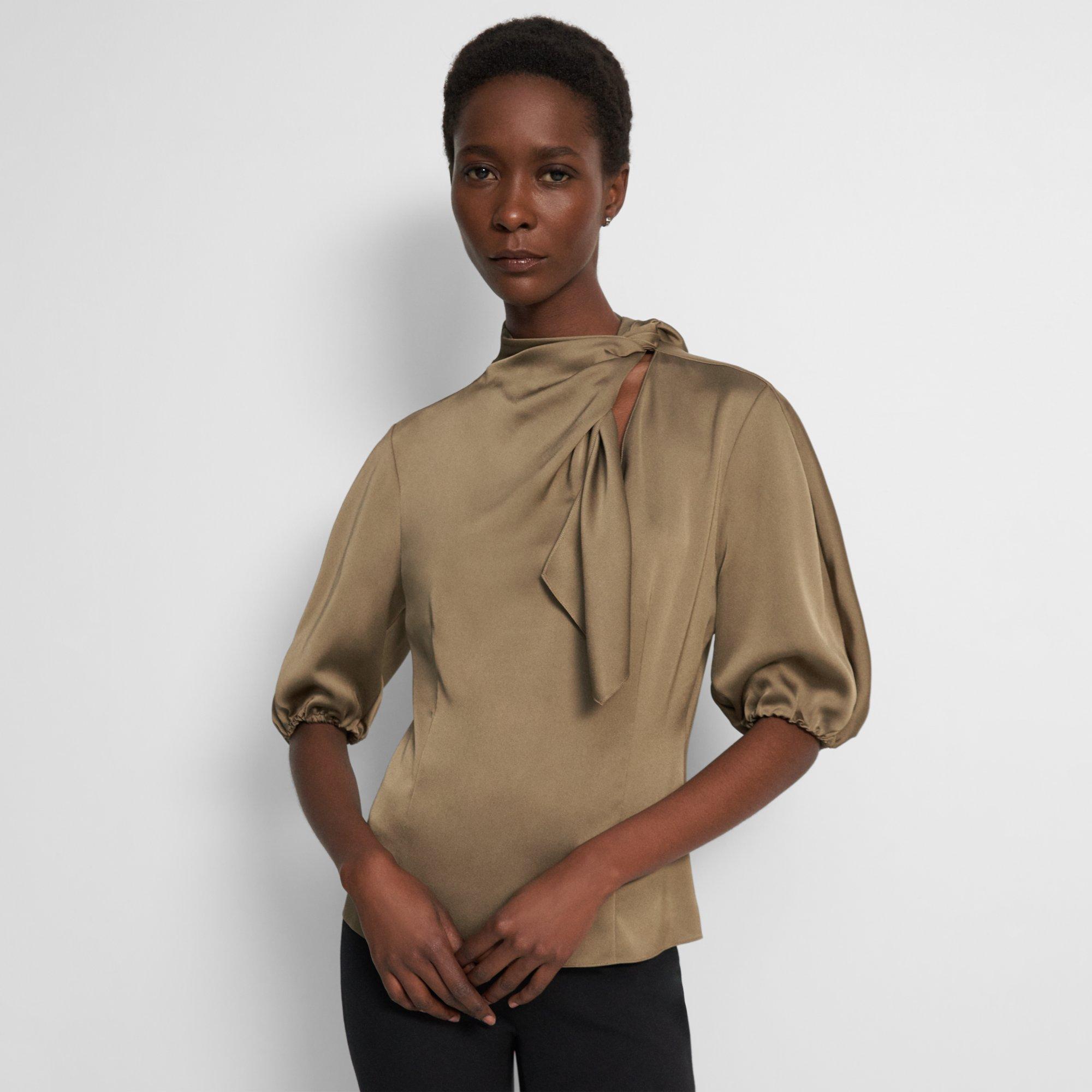 AsYou satin scarf top in mocha - ShopStyle