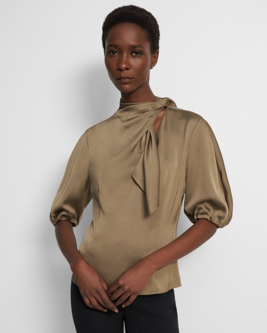Twisted Scarf Top in Recycled Satin