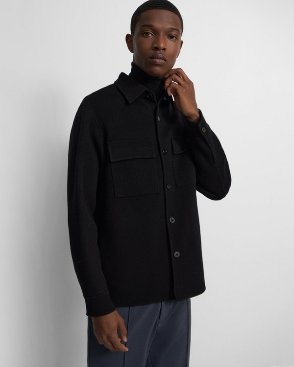 띠어리 Theory Justin Shirt Jacket in Double-Face Wool-Cashmere,BLACK