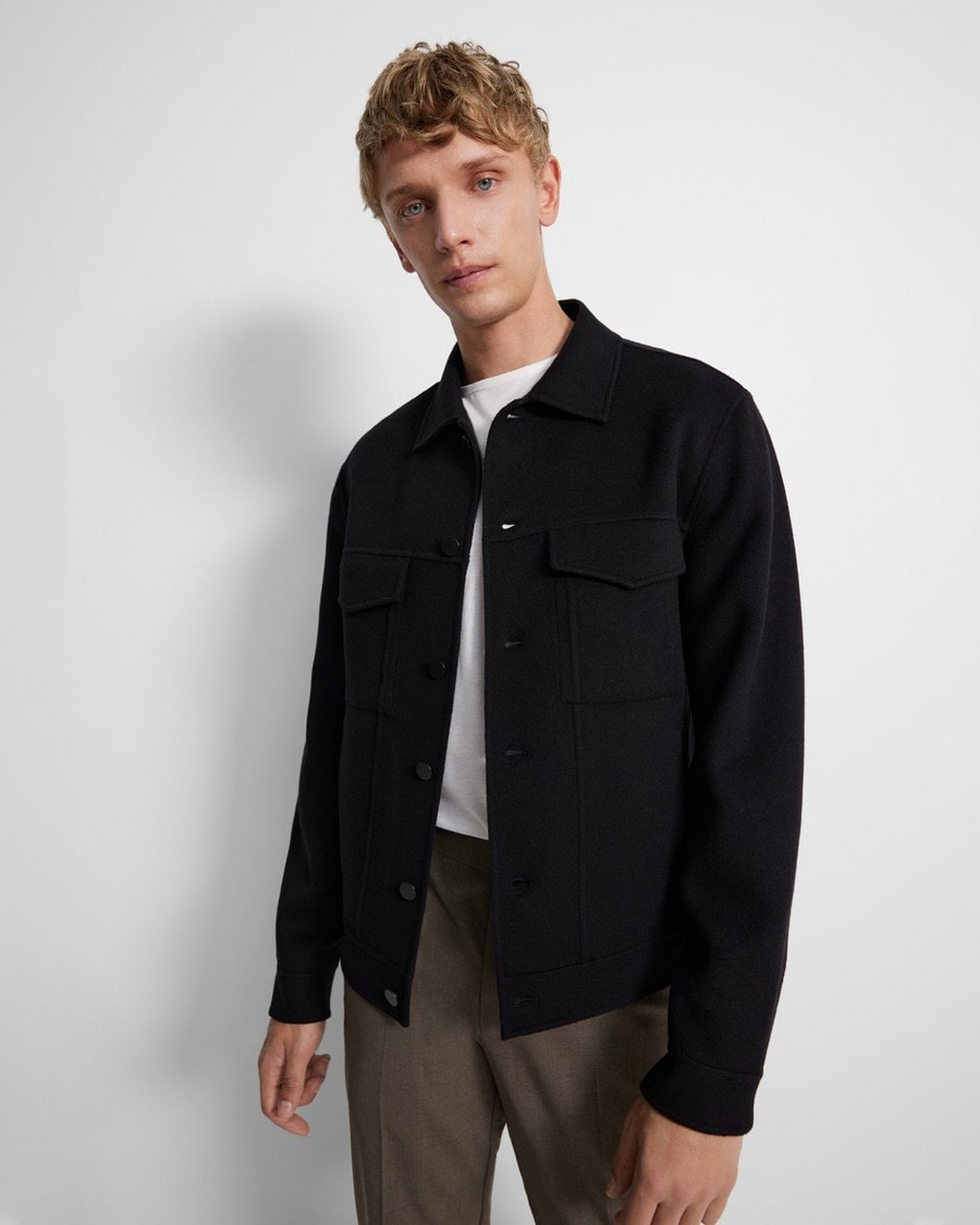 River Trucker Jacket in Double-Face Wool-Cashmere