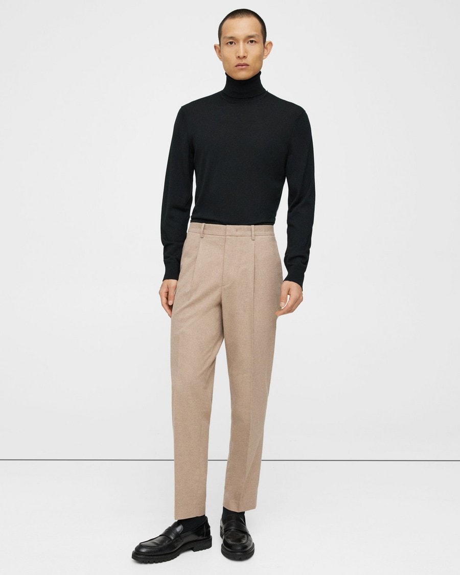 Pleated Curtis Drawstring Pant in Cotton Flannel