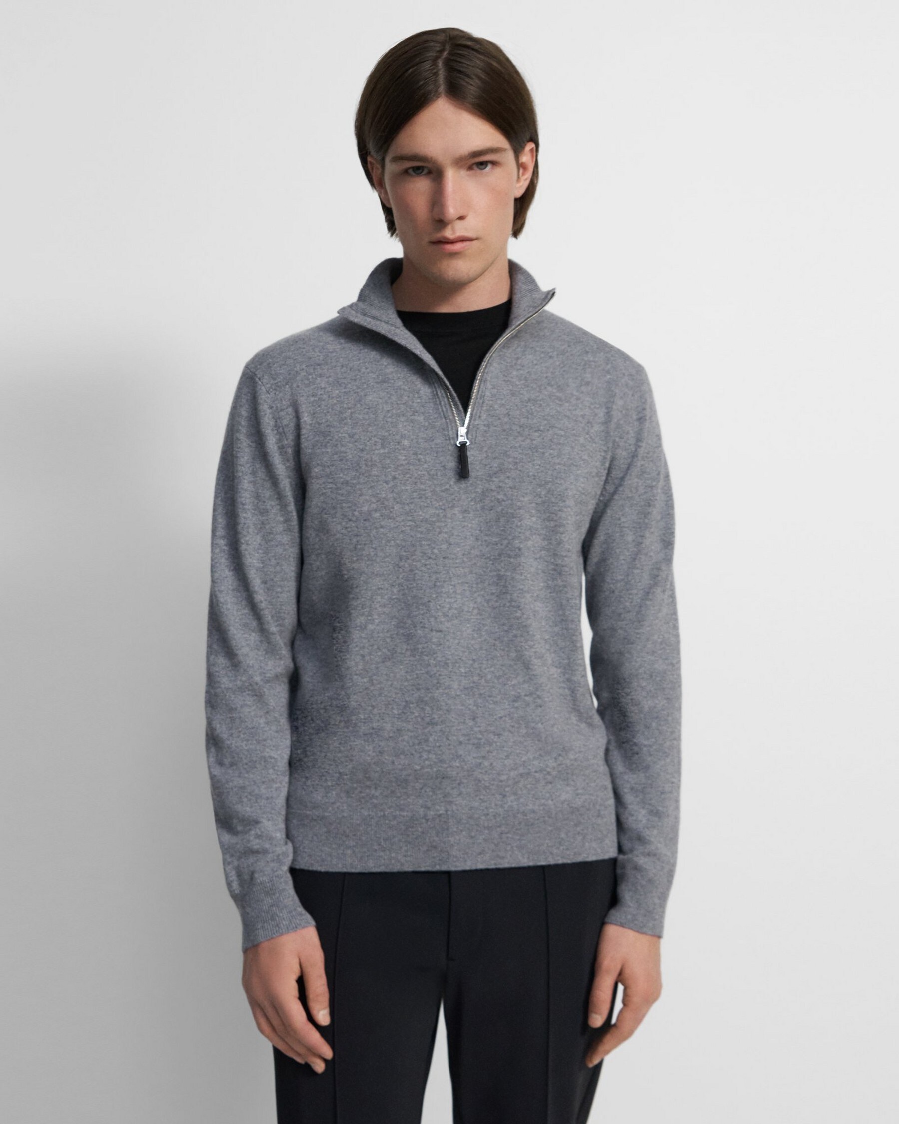 Theory Hilles Quarter-Zip Sweater in Cashmere