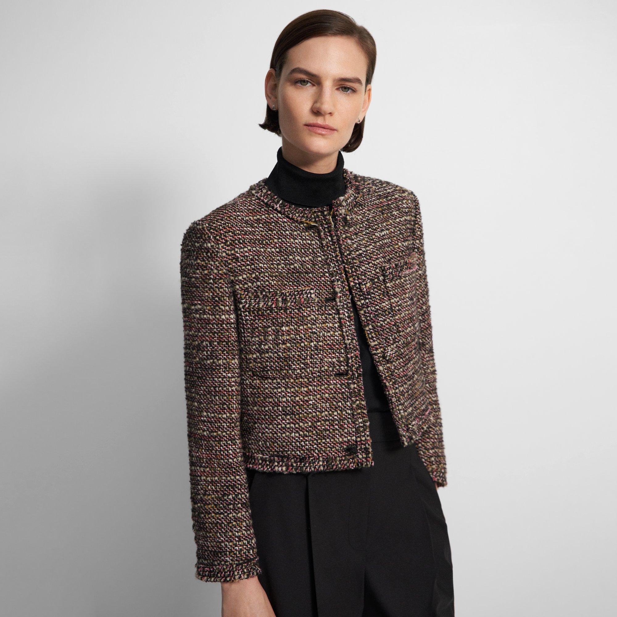 Wool-Blend Cropped Tweed Blazer-