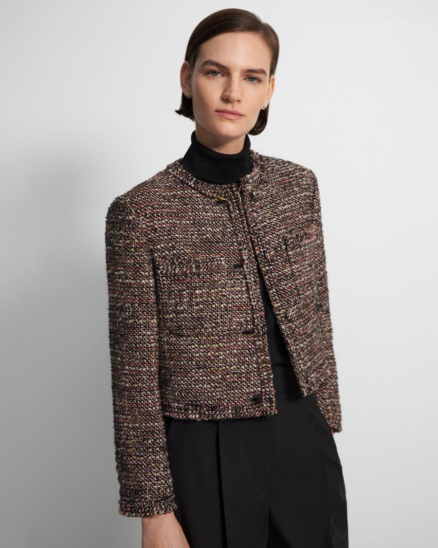 Cropped Jacket in Wool-Blend Tweed