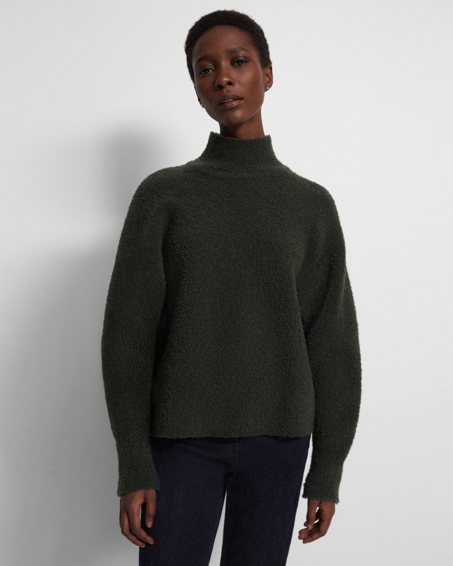 Oversized Turtleneck Sweater in Wool Bouclé