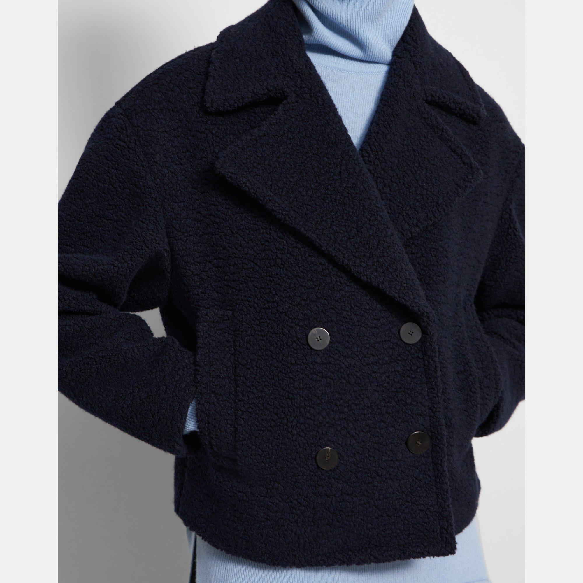 Teddy Fleece Cropped Peacoat | Theory