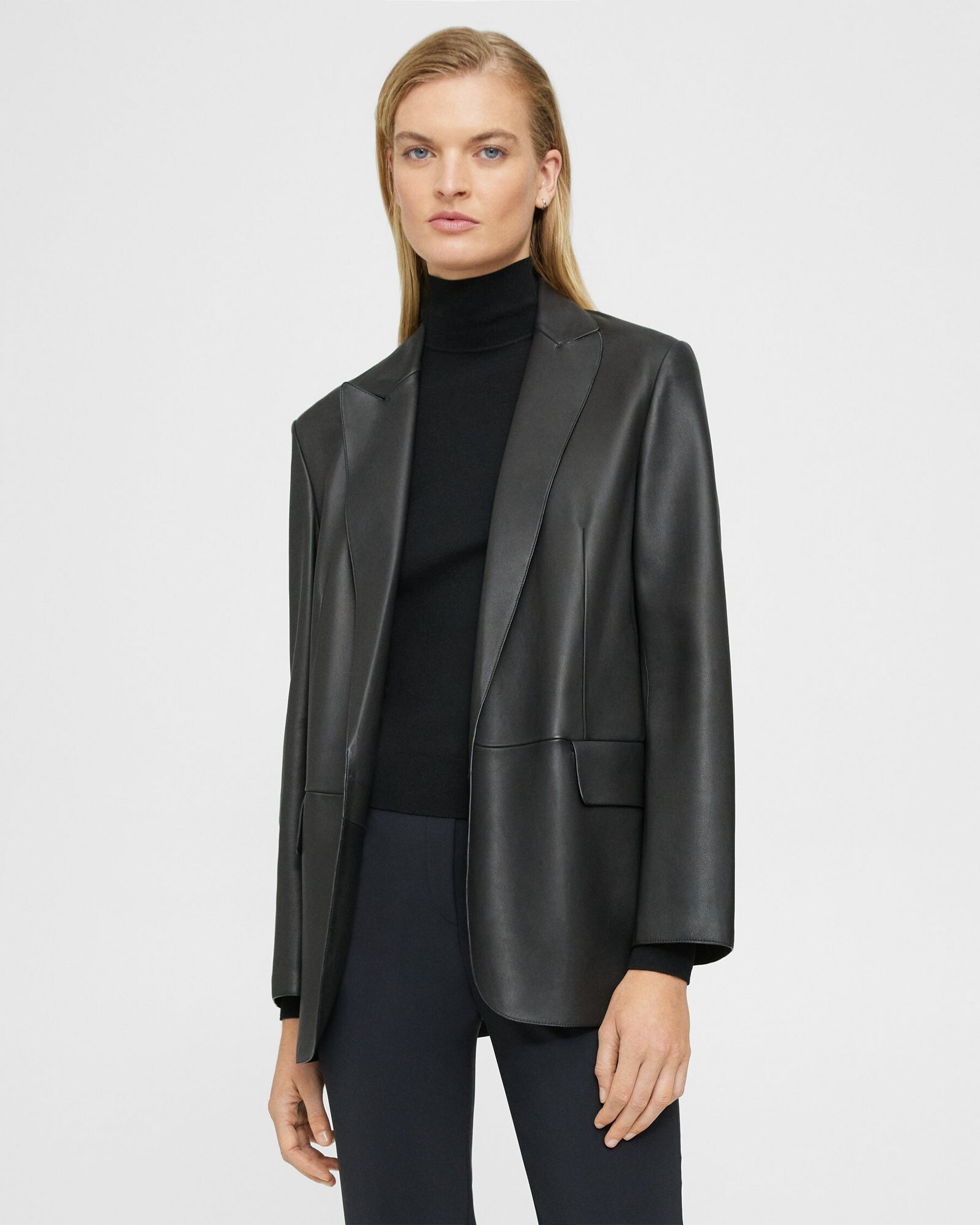Theory Relaxed Blazer in Leather