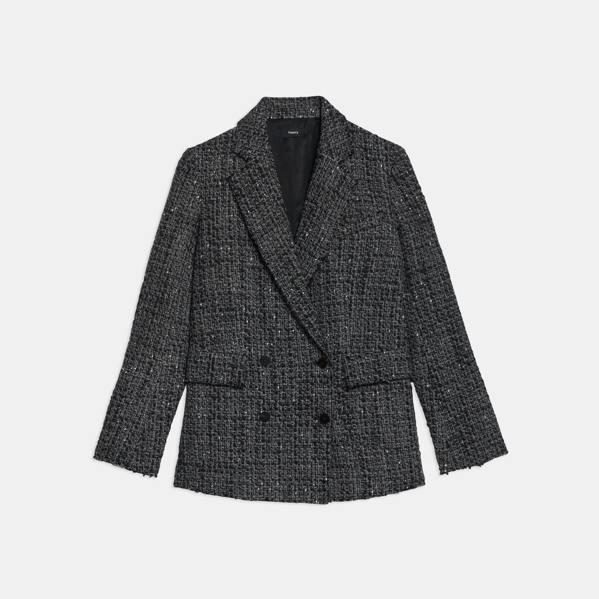 Wool-Blend Tweed Piazza Double-Breasted Blazer | Theory