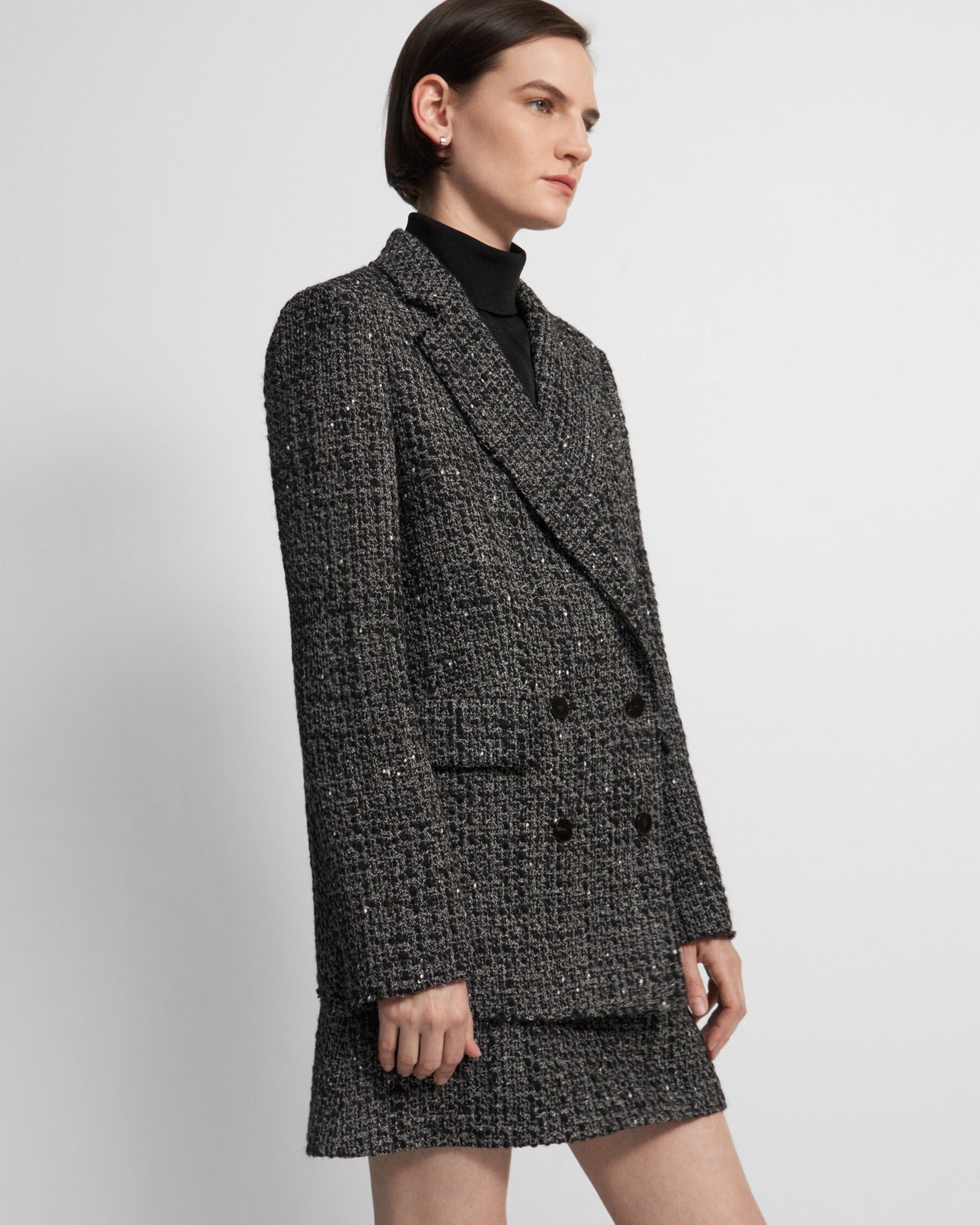 Theory Piazza Blazer in Wool-Blend Tweed
