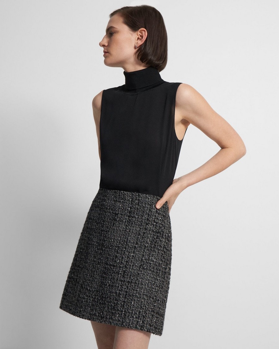 High-Waisted Mini Skirt in Wool-Blend Tweed