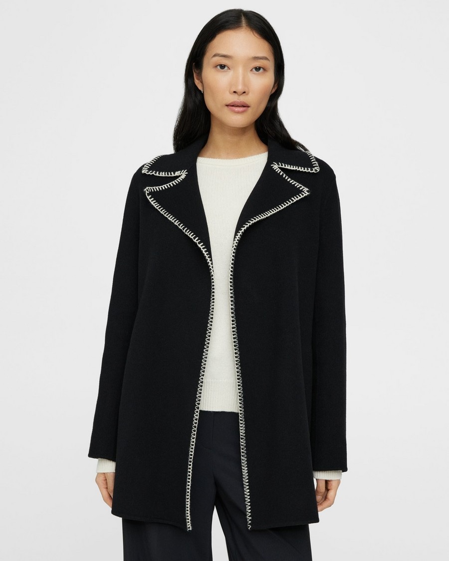 Blanket Stitch Clairene Jacket in Double-Face Wool-Cashmere