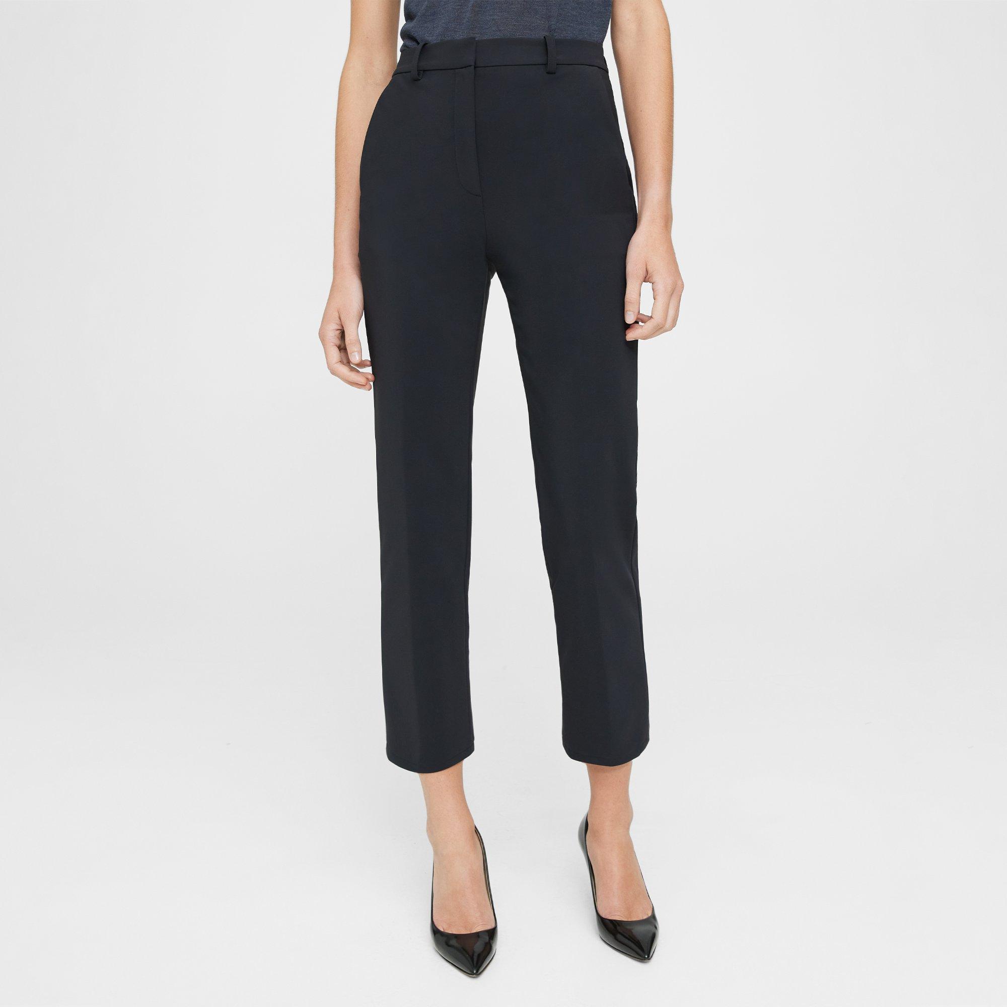 Black Precision Ponte Cropped High-Waist Pant