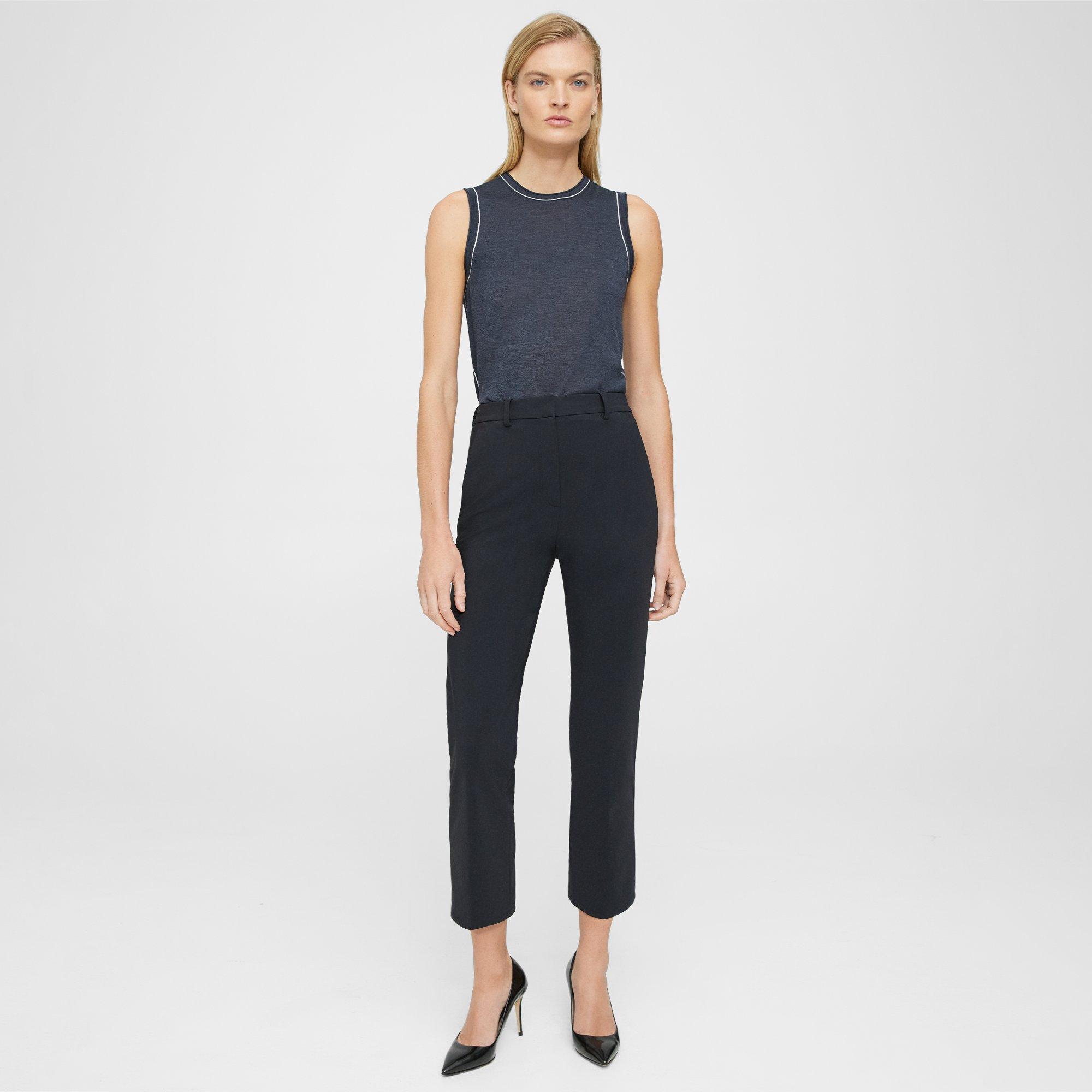 Theory Cropped High-Waist Pant in Precision Ponte