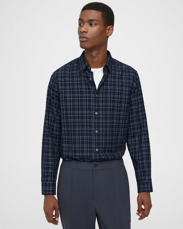 띠어리 Theory Irving Shirt in Grid Cotton,BALTIC MULTI