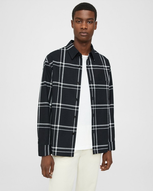 띠어리 Theory Clyfford Shirt Jacket in Windowpane Cotton-Blend,BLACK MULTI