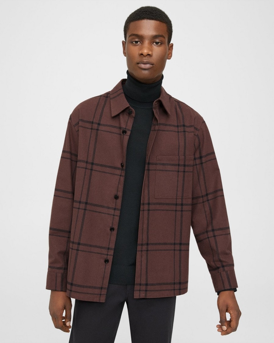 Clyfford Shirt Jacket in Windowpane Cotton-Blend