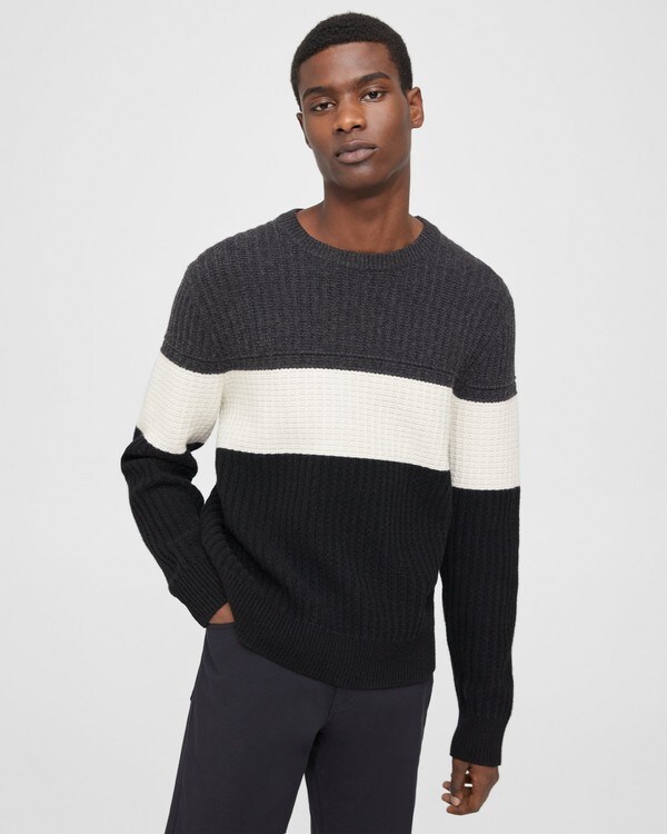 띠어리 Theory Lamar Crewneck Sweater in Wool-Cashmere,PESTLE MEL MULTI