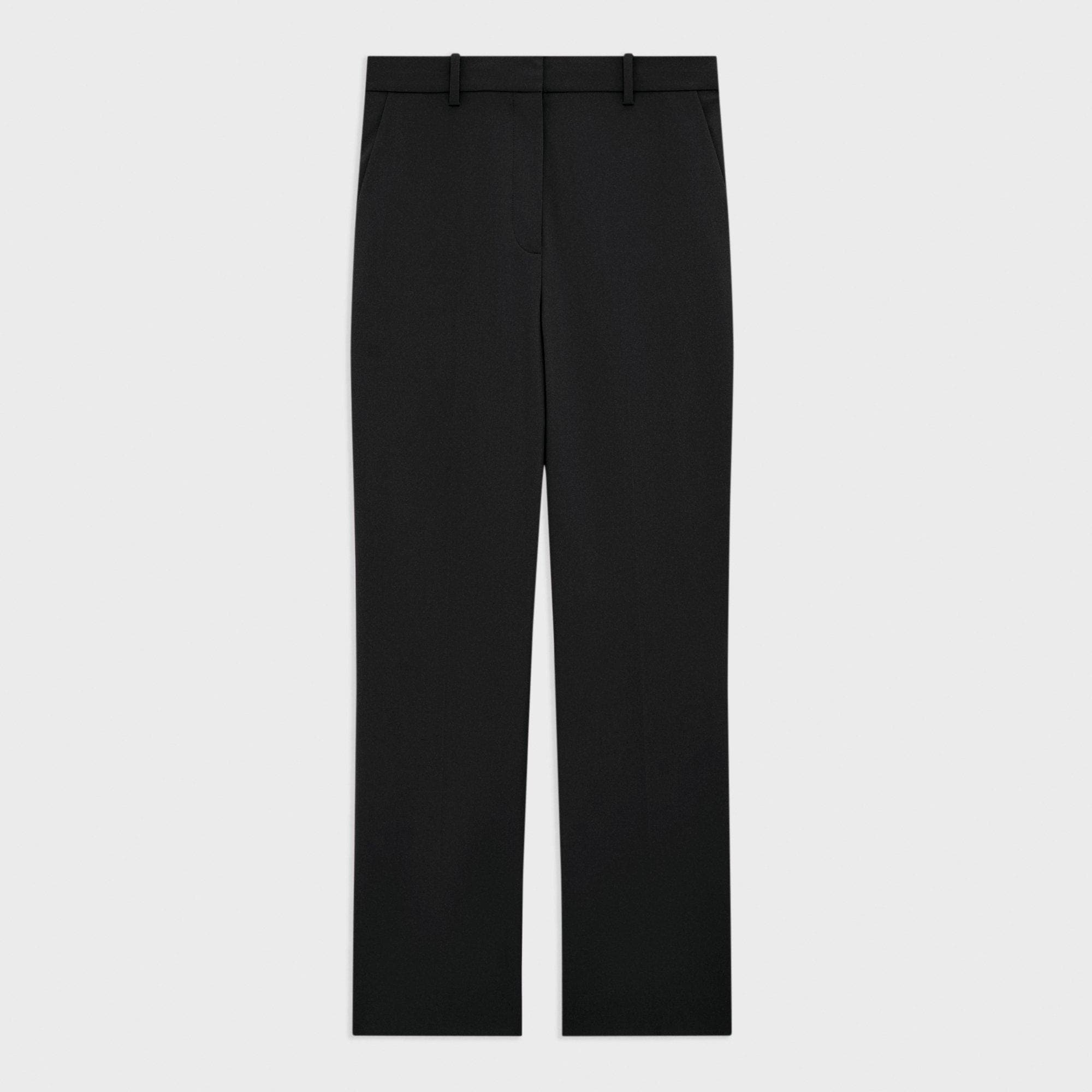 Black Good Wool High-Waist Straight-Leg Pant | Theory