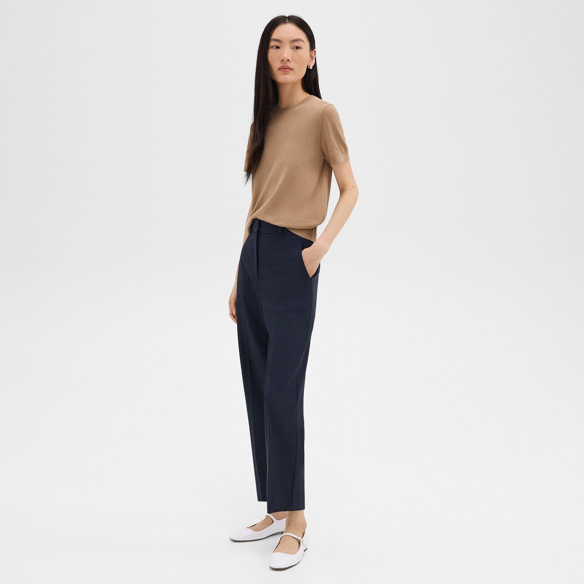 Theory High-Waist Straight-Leg Pant in Good Wool