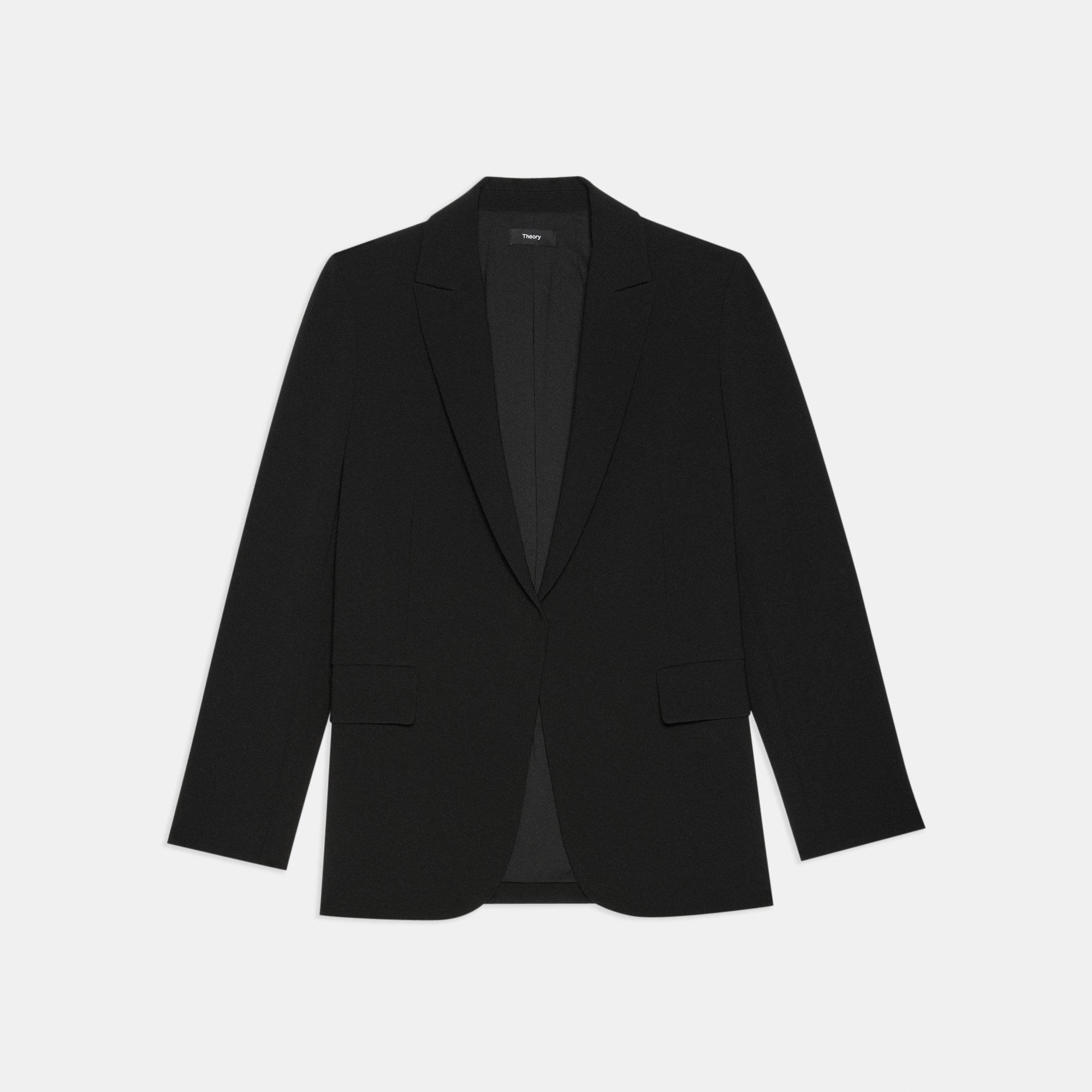 Black Crepe Relaxed Blazer | Theory Outlet