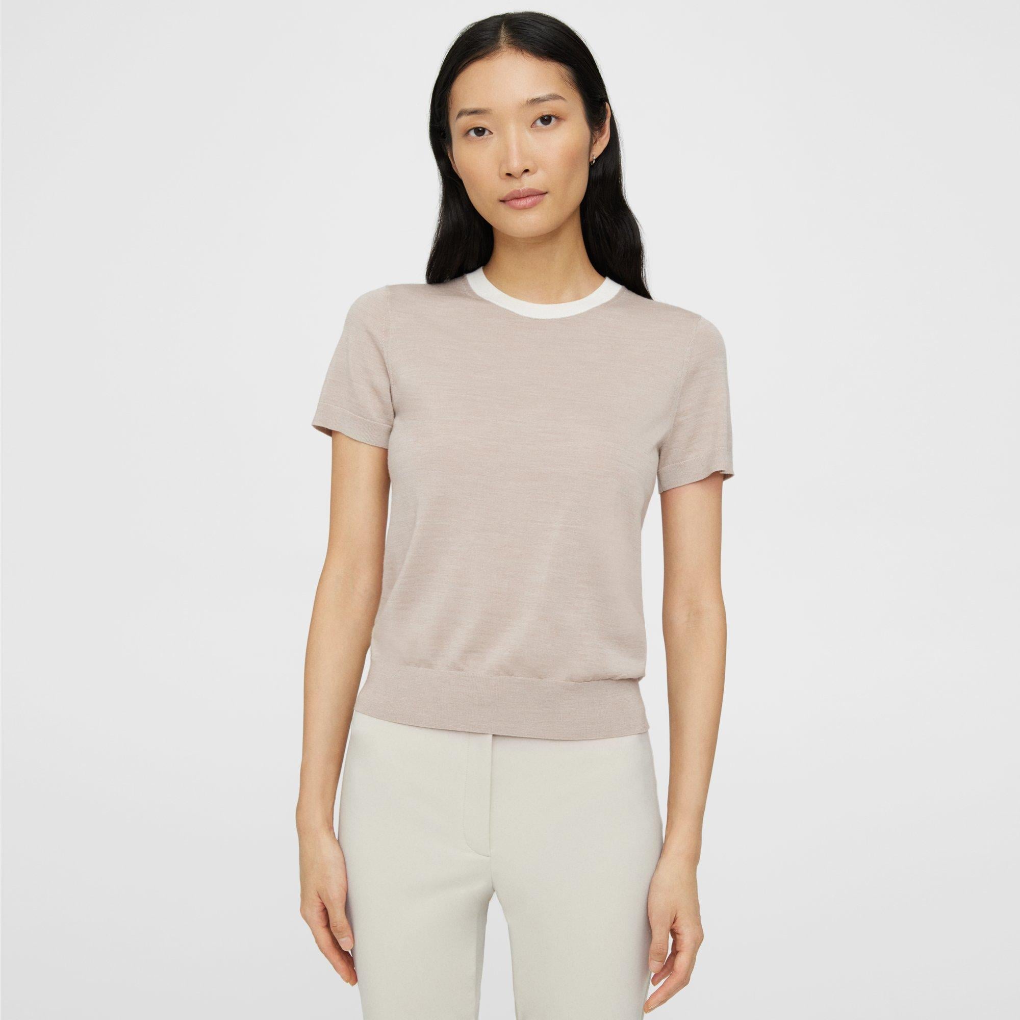 White Regal Wool Basic Tee | Theory