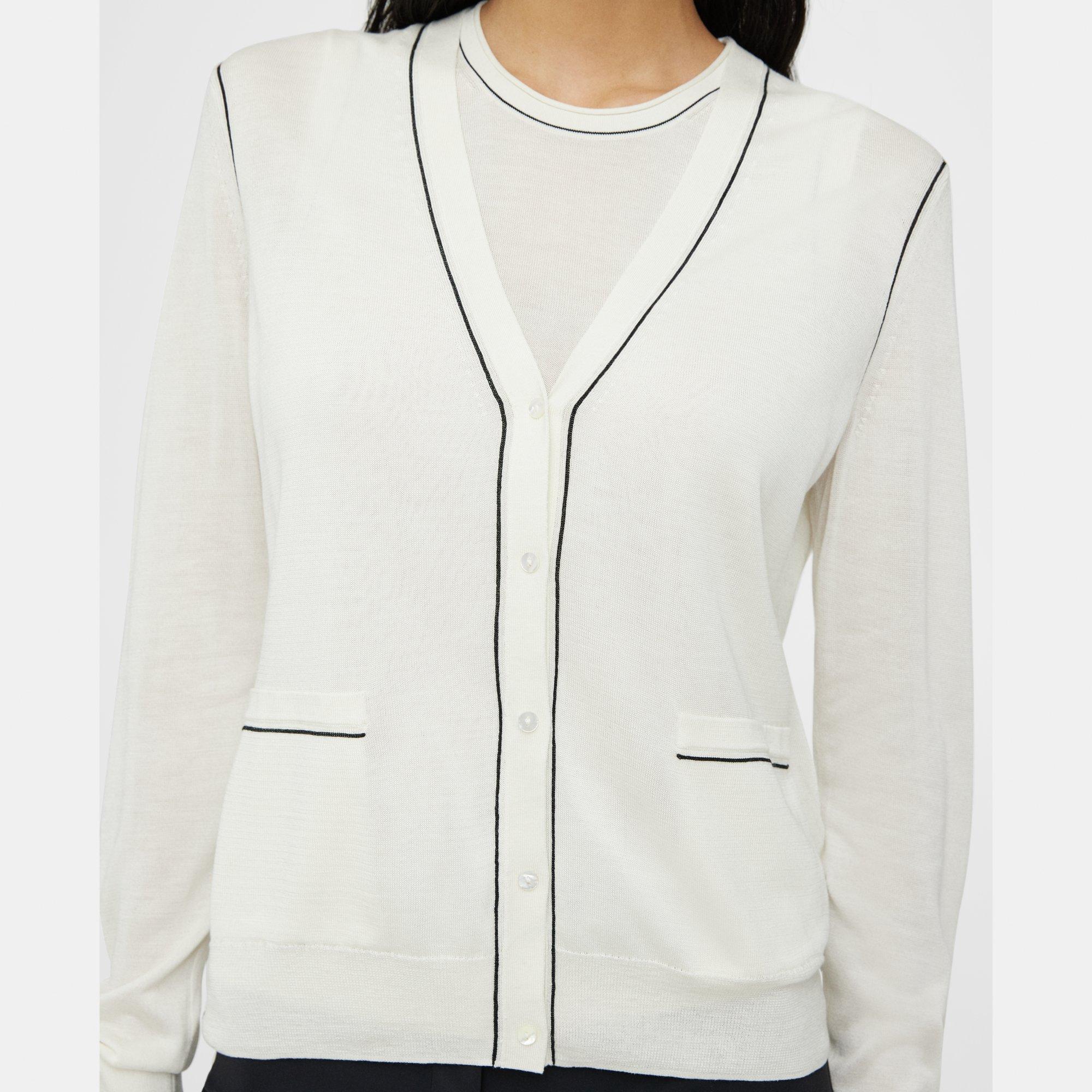 V-Neck Cardigan in Washable Silk