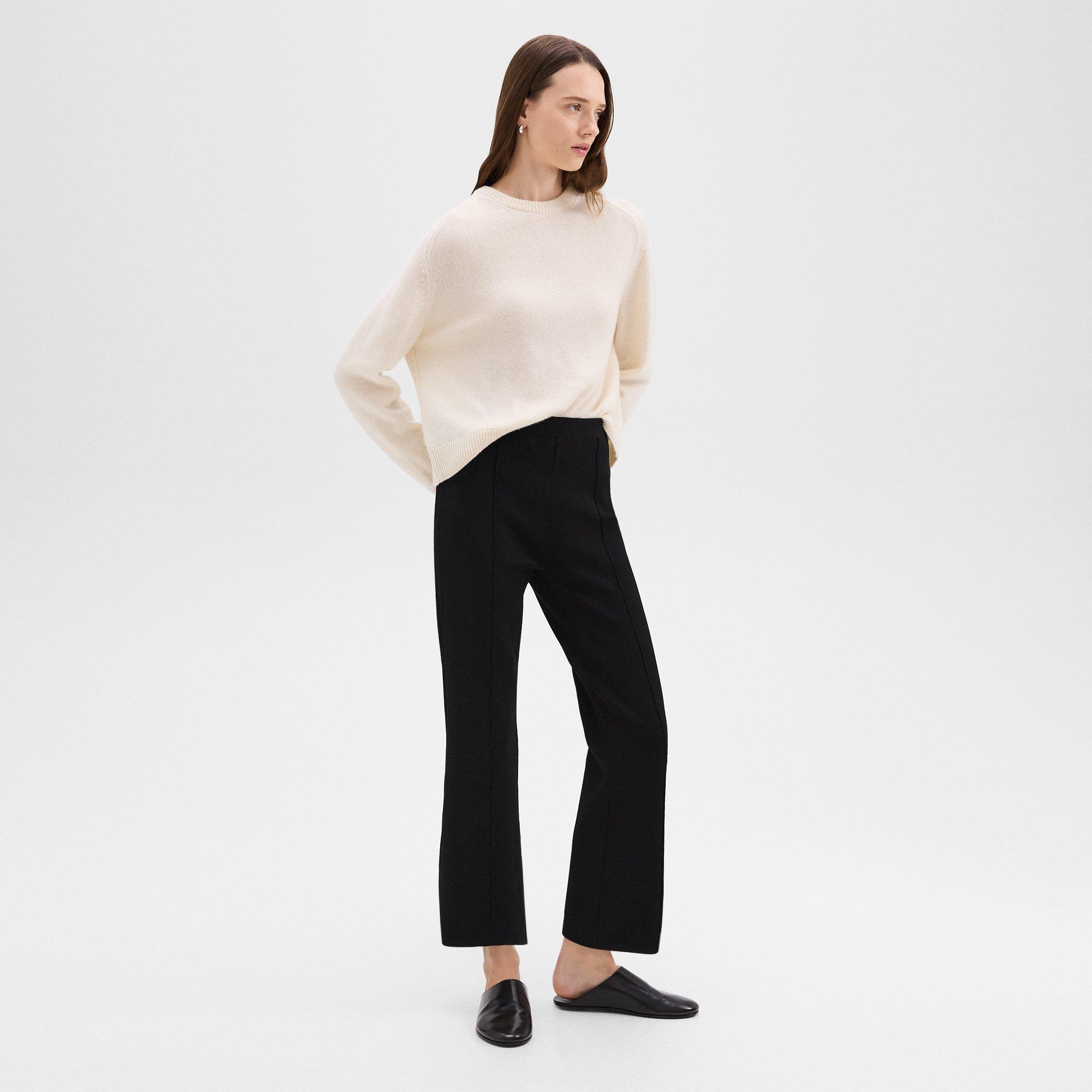 Cropped Flare Trousers in Crepe Knit