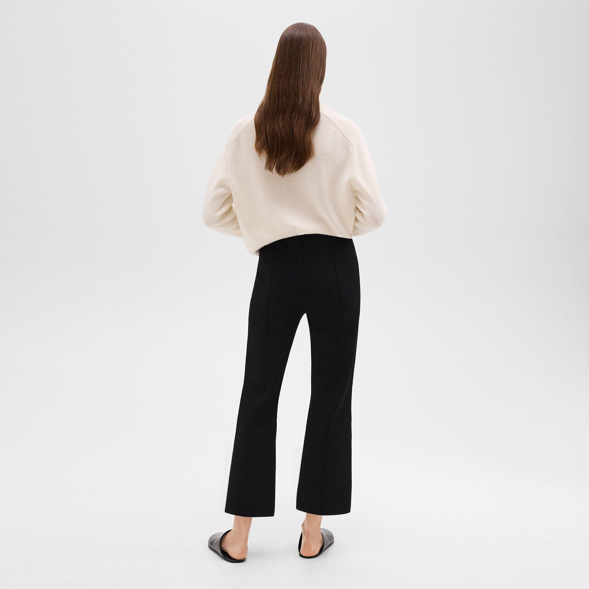 Cropped Flare Trousers in Crepe Knit