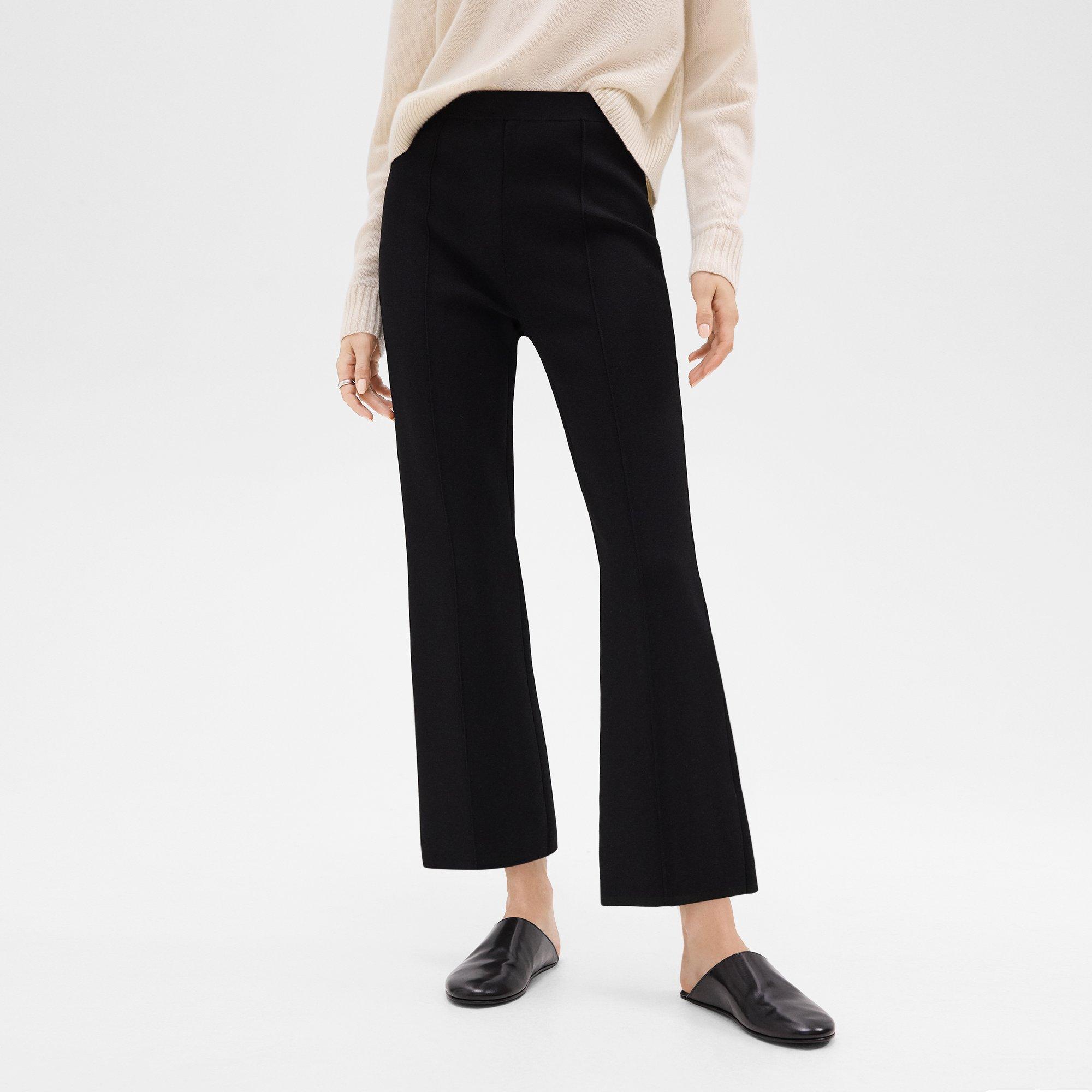 Cropped Flare Trousers in Crepe Knit